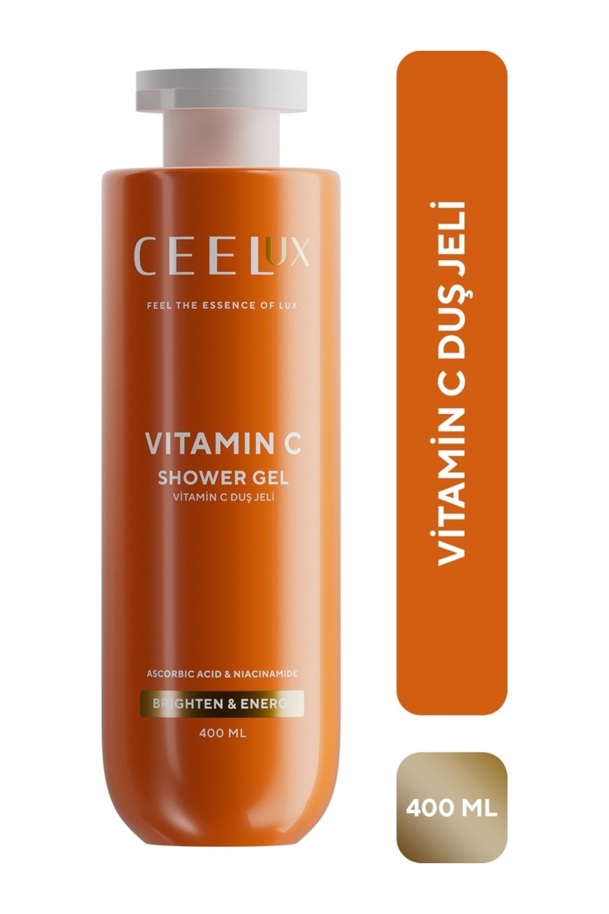 Ceelux Aydınlatıcı Etkili Vitamin C Duş Bakım Jeli Niacinamide ve Kojik Asit 400 ml