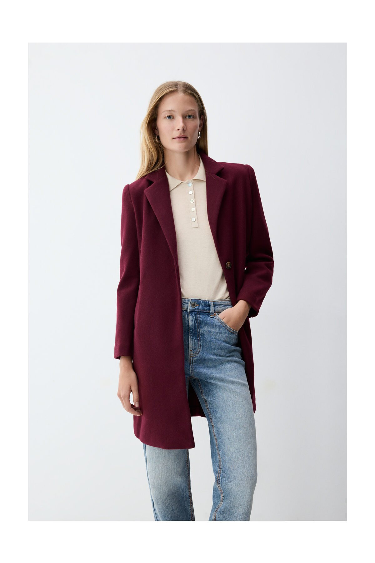 LEFTIES Kobieta Podstawowy płaszcz z wełny syntetycznej