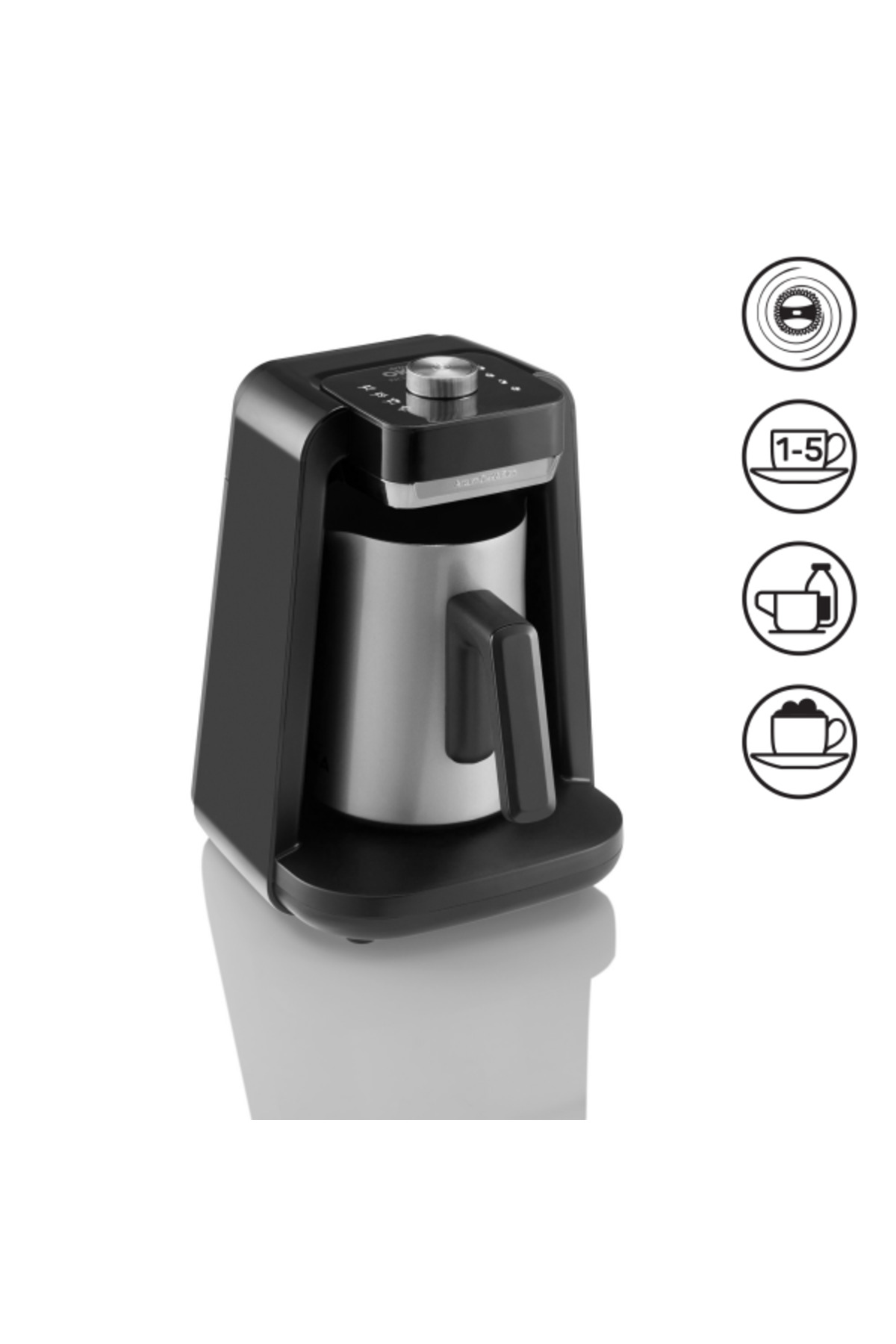 Arzum Okka Rich Spin Pro Çelik Cezveli Közde Sütlü Türk Kahve Makinesi 5 Fincan Kapasiteli Krom - OK0020-K