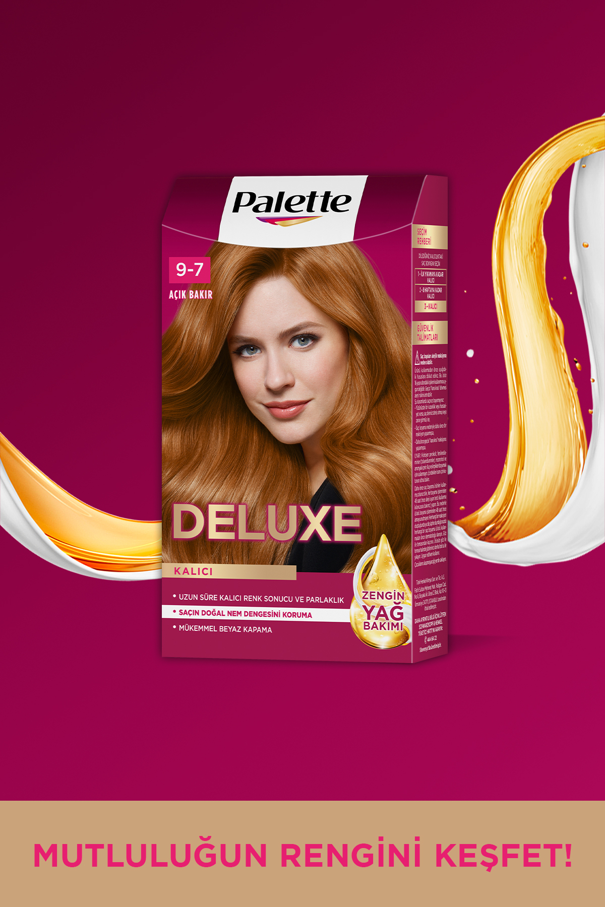 Deluxe 9-7 Açık Bakır Zengin Yağ Bakımı Kit Saç Boyası Bakım Maskesi — بژ 3838824439792 — تصویر 9 از 9