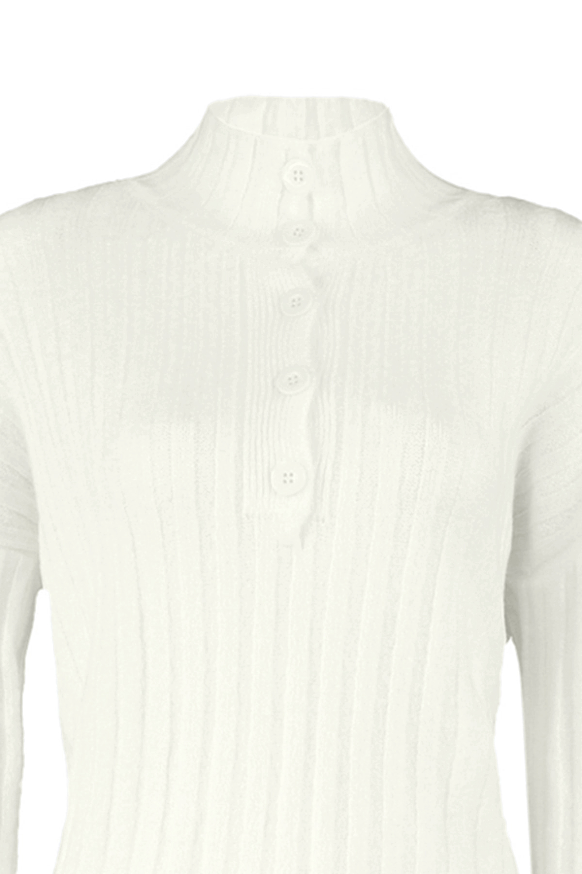 Trendyolmilla  Ekru Geniş Kalıp Yumuşak Dokulu Dik Yaka Triko Kazak TWOAW21KZ0783 - Görsel 10