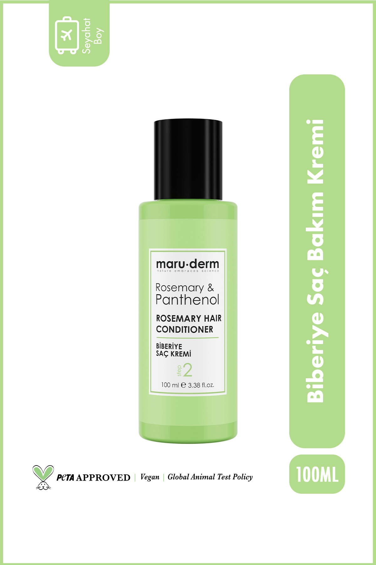 Maru.Derm Seyahat Boy - Biberiye Saç Bakım Kremi 100 ml | Tüm Saç Tipleri | Vegan — 8682397031847