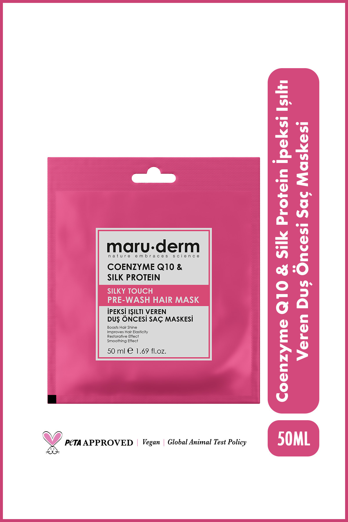 Maru.Derm Duş Öncesi Saç Maskesi -coenzyme Q10 & Silk Protein Ipeksi Işıltı Veren Duş Öncesi Saç Maskesi 50 ml