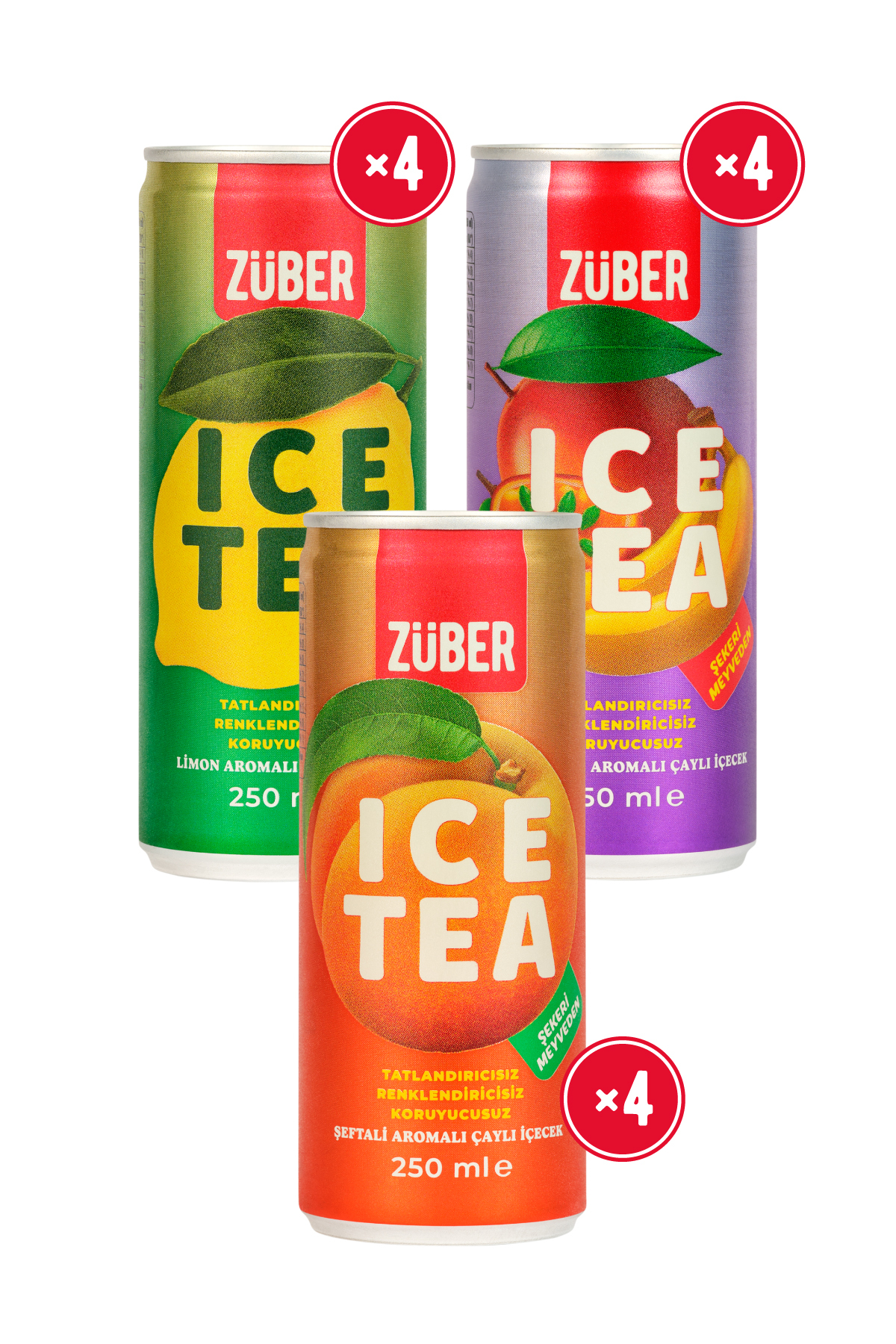 Züber Ice Tea Soğuk Çay Deneme Paketi 250ml x 12 Adet (Limon, Şeftali, Tropik) - Fiyatı, Yorumları