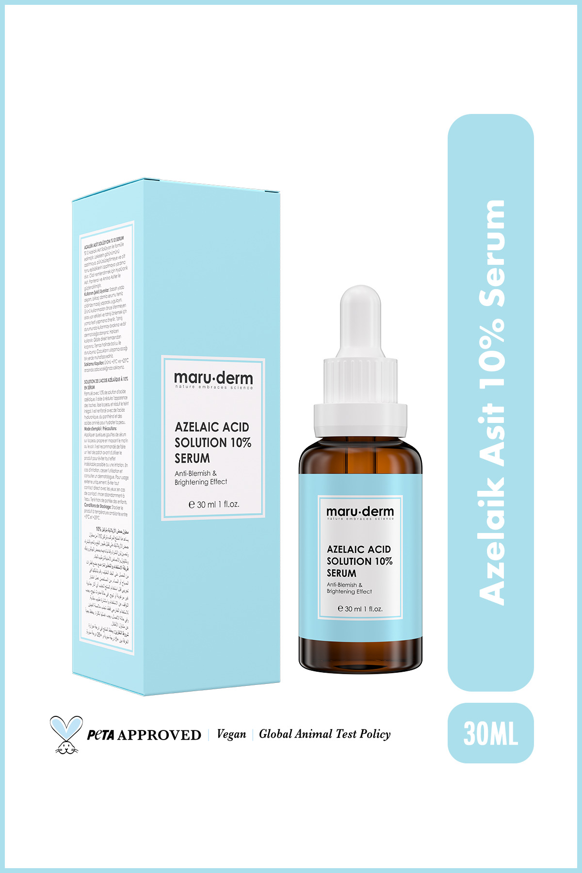 Maru.Derm Azelaik Asit Solüsyon %10 Aydınlatıcı Leke Karşıtı Cilt Bakım Serumu 30 ML
