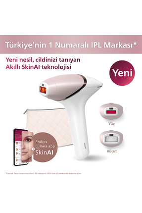 Philips Lumea BRI950/02 Lazer Epilasyon Yüz+Vücut+Hassas Bölge Kullanımı, SkinAI