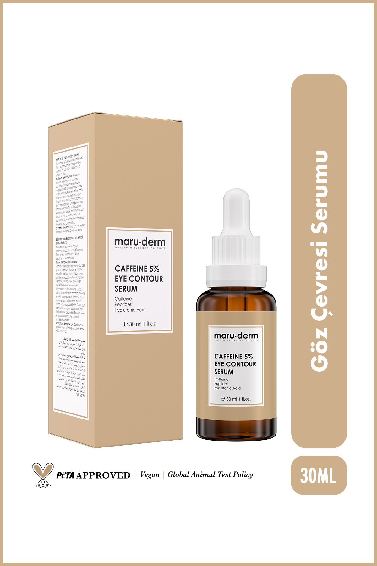 Maru.Derm %5 Kafein + Peptit + Hyalüronik Asit Göz Çevresi Serumu 30 ML