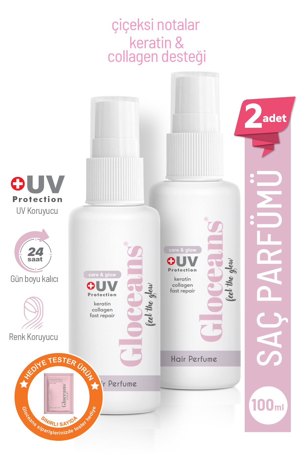 gloceans feel the glow Saç Parfümü Avantajlı Pembe Set