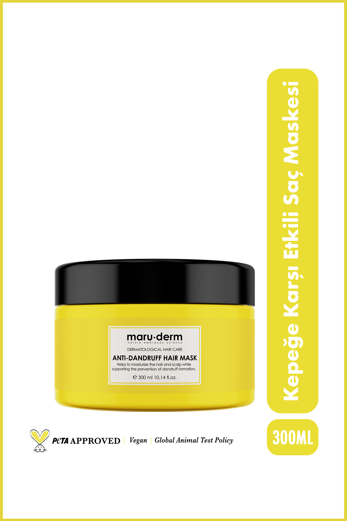 Maru.Derm Saç Maskesi | Kepeğe Karşı Etkili Saç Maskesi 300 ML | Normal/Yağlı Saçlar | Vegan