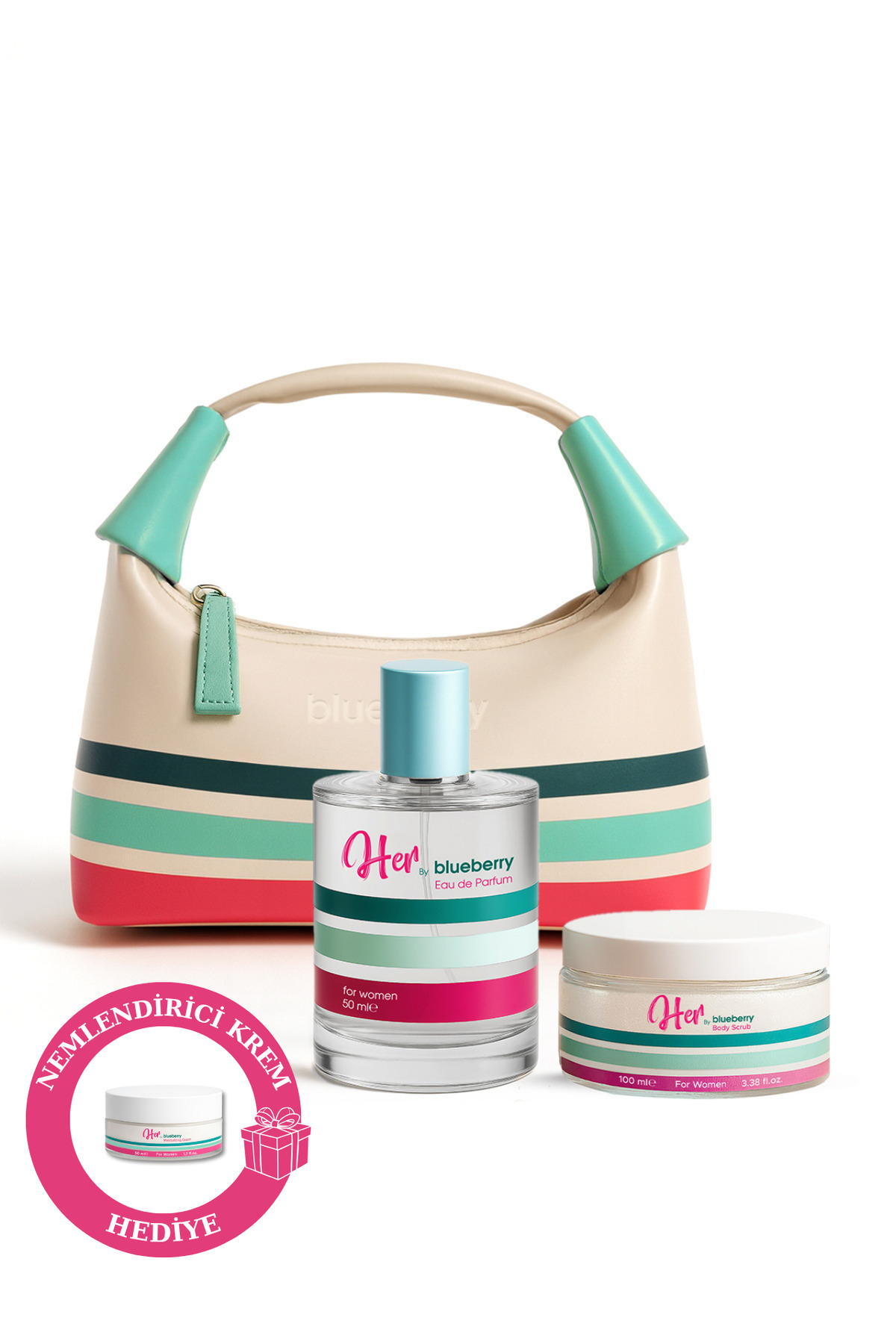 Blueberry Her Glow Çantalı Kadın 50 ml Parfüm & Vücut Peelingi (Scrub) Seti STCC021801