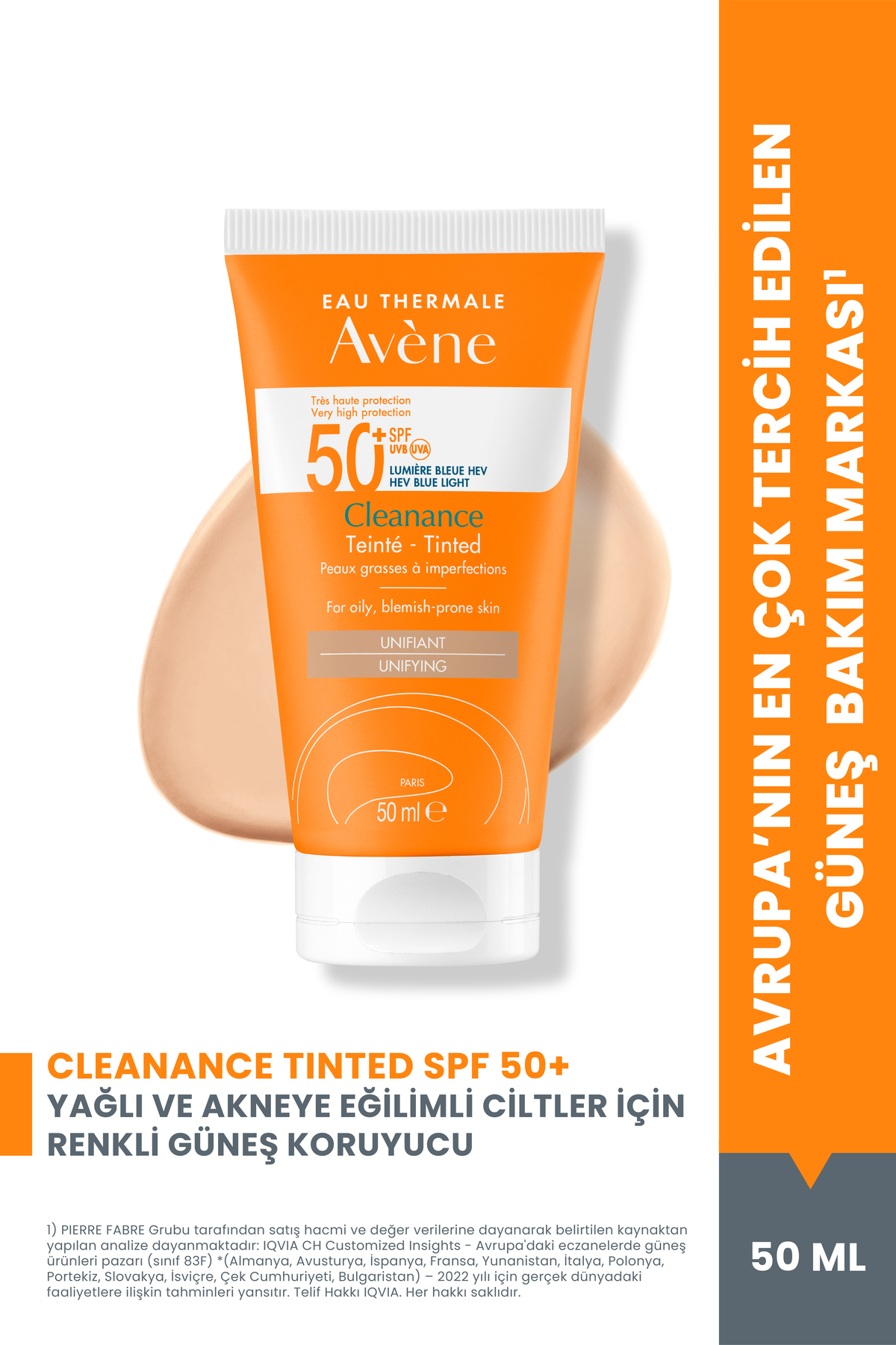 Avene Cleanance SPF50+ Yağlı ve Akneye Eğilimli Ciltler için Yüksek Korumalı Renkli Güneş Kremi 50 ml