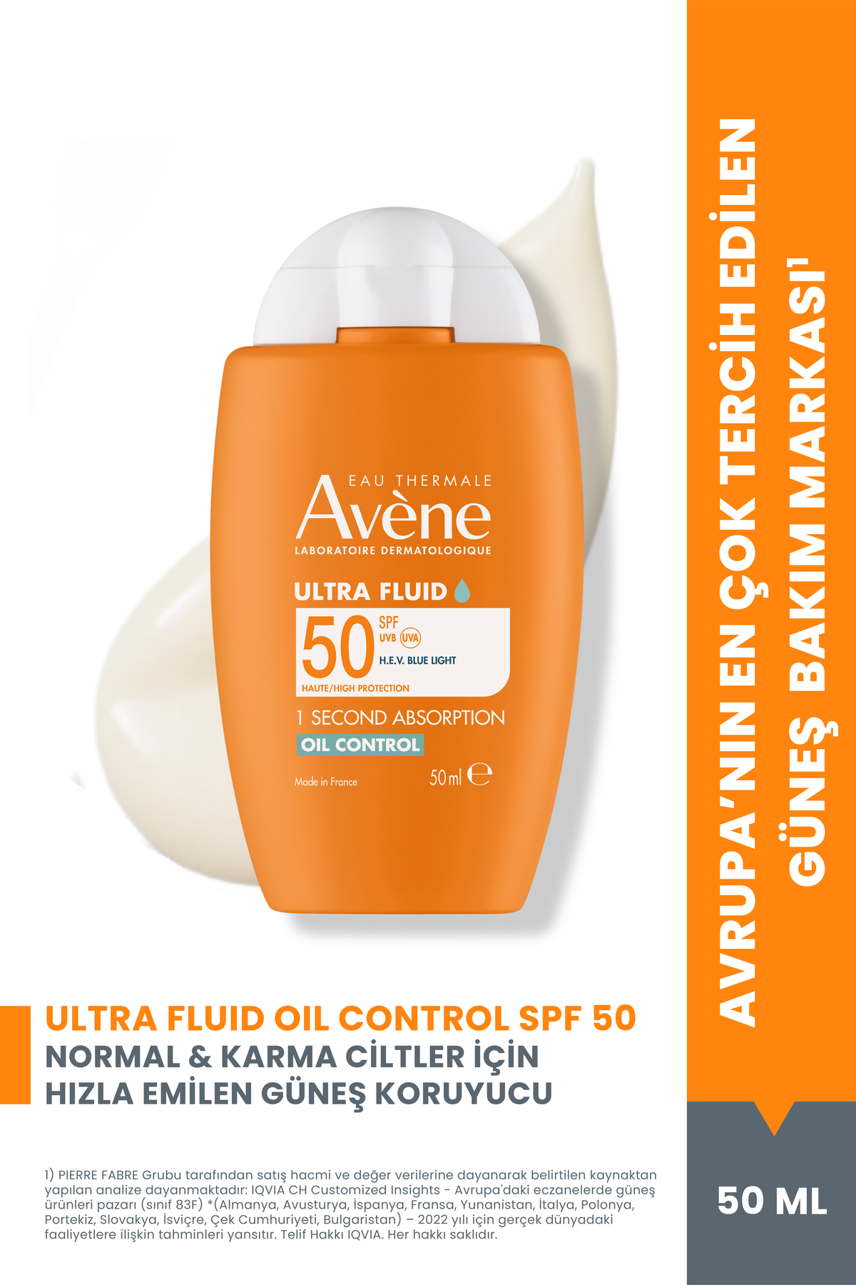 Avene Ultra Fluid Oil Control SPF50 Yağlı Ciltler İçin Çok Yüksek Korumalı Güneş Kremi 50 ml
