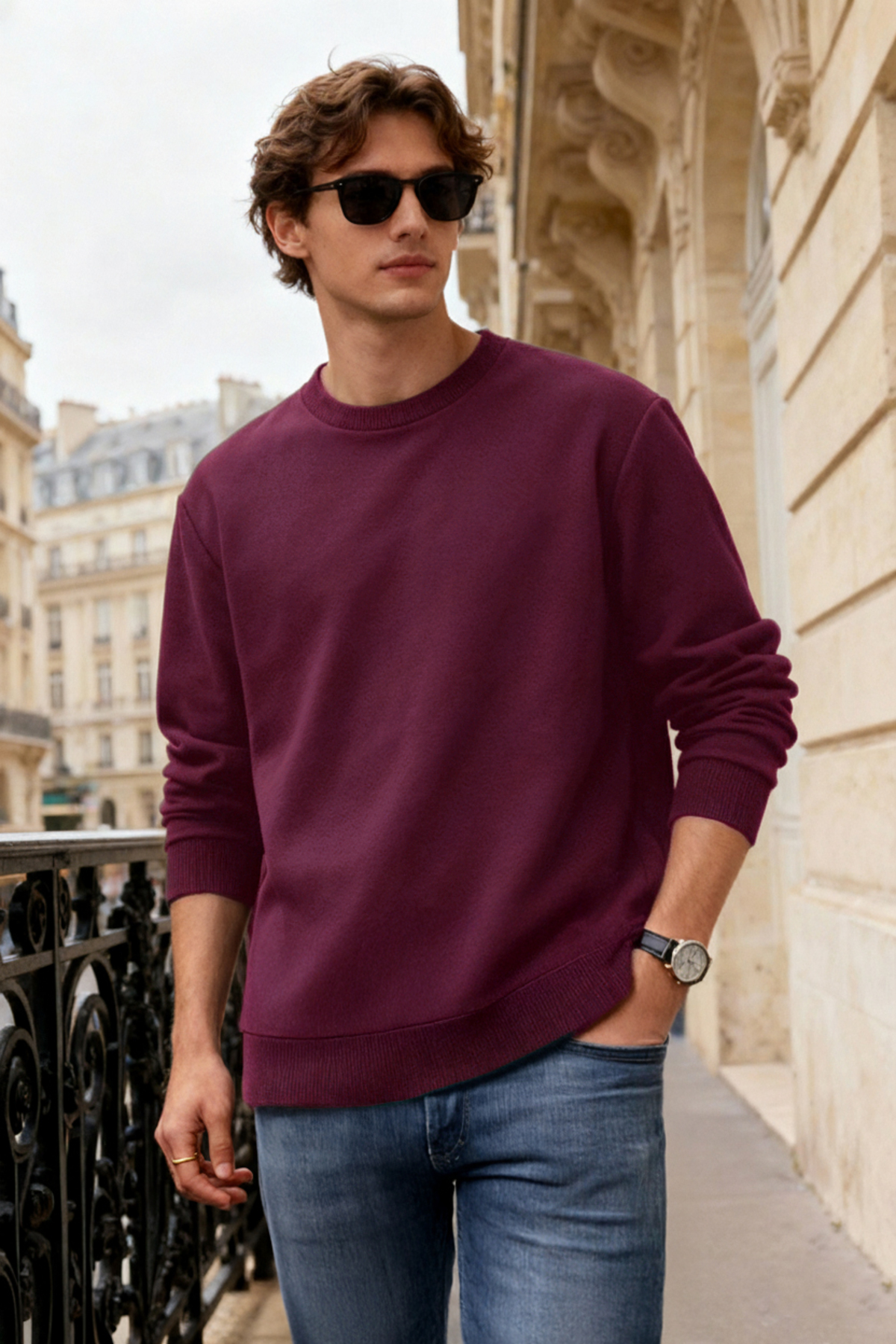 Trendyolmilla Man Bordo Regular/Normal Kesim İçi Polar/Sıcak Tutan Sweatshirt TMNAW21SW1208