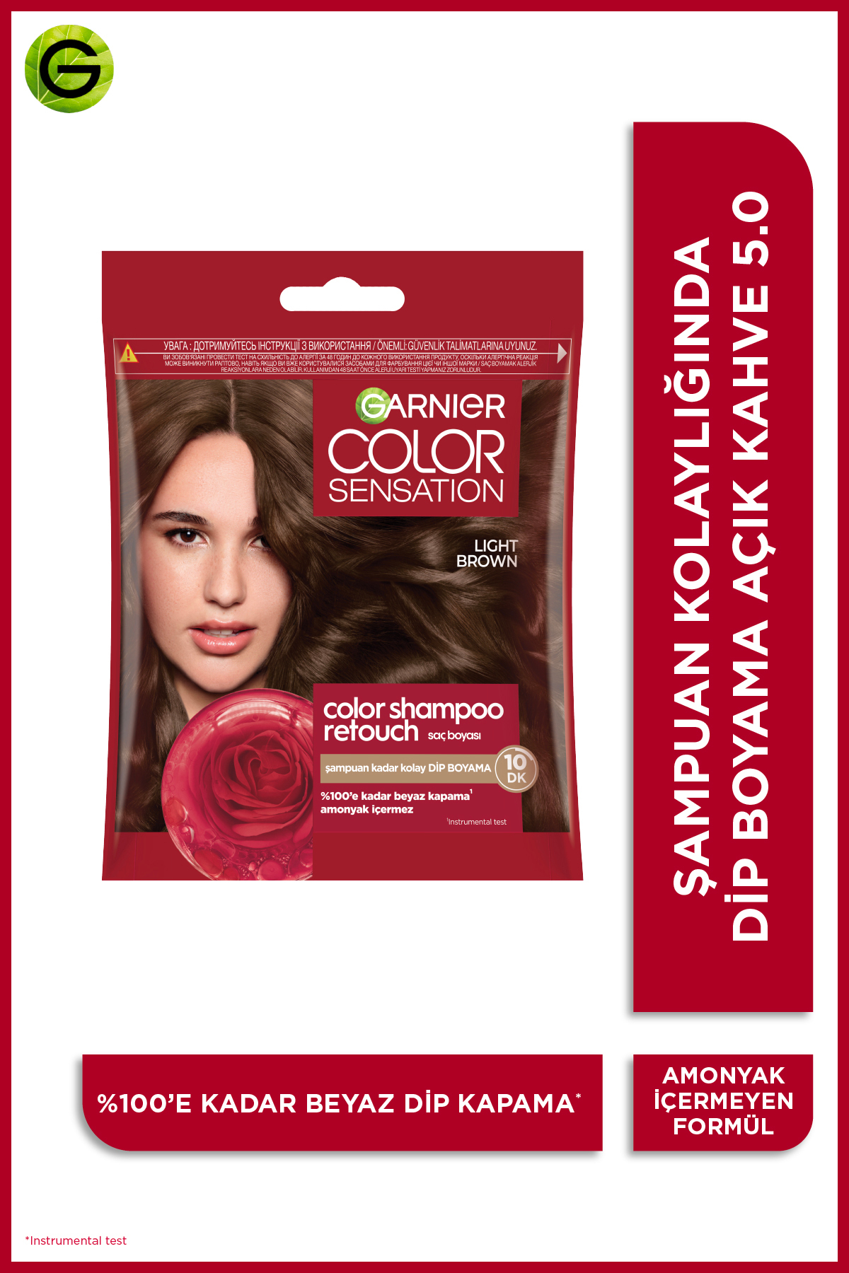 Garnier Color Shampoo Retouch Şampuan Kolaylığında Dip Boyası, Açık Kahve 5.0