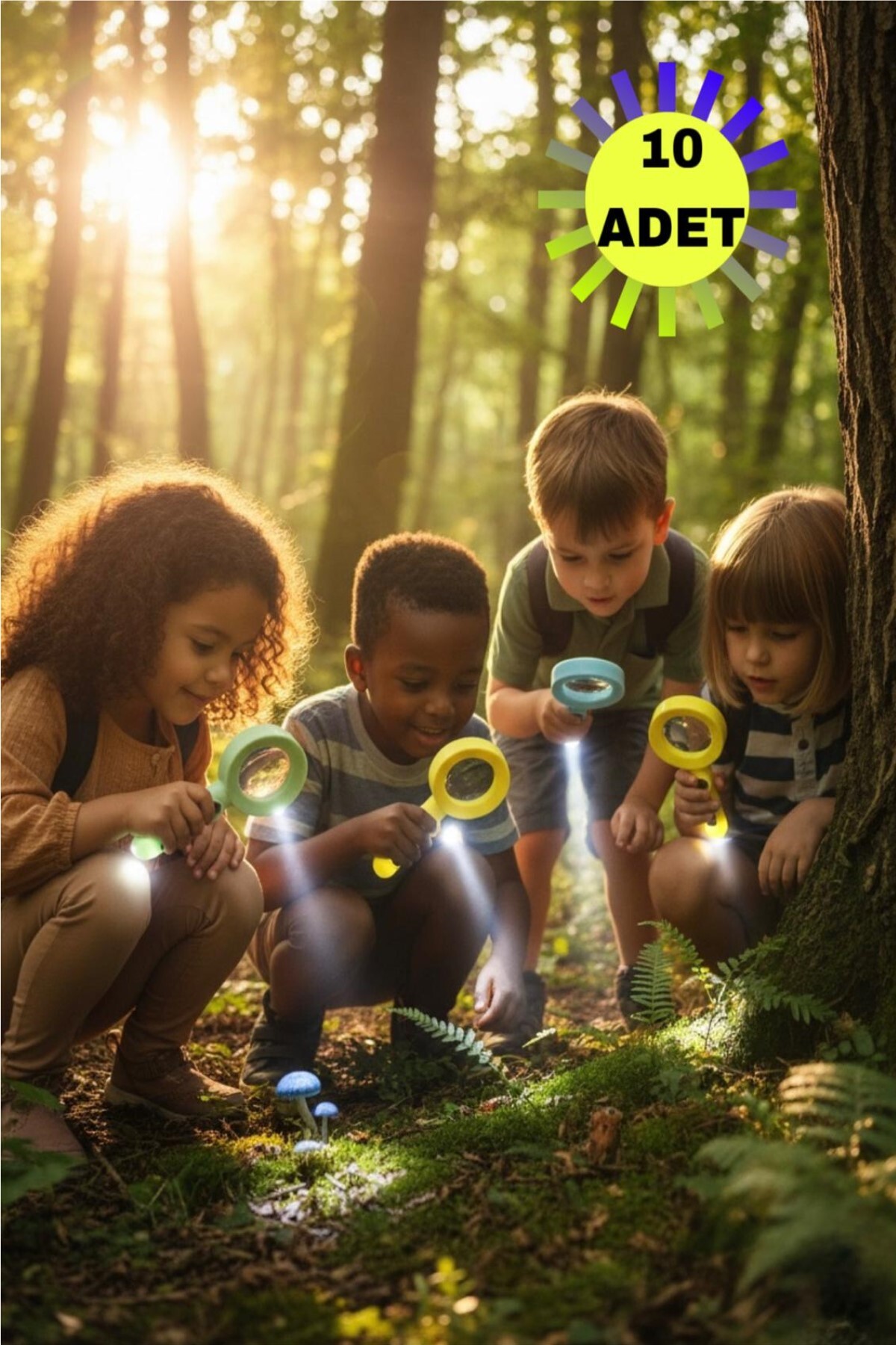 Hyd 10 Adet Plastik Işıklı Pusulalı Büyüteç Doğum Günü Hediyesi Karne Hediyesi Oyuncak fotoğrafı 2 (önizleme)