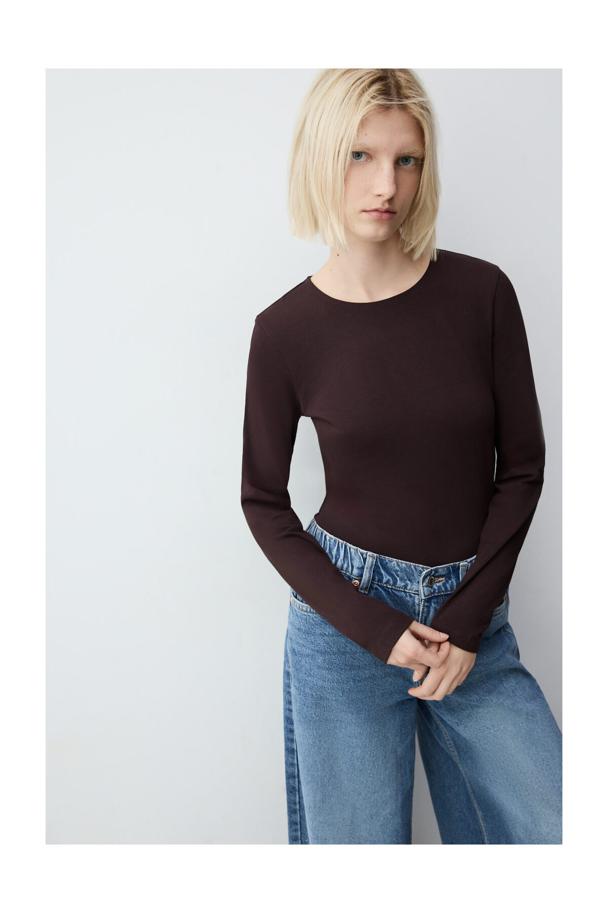 LEFTIES Koszulka damska z długim rękawem i okrągłym dekoltem