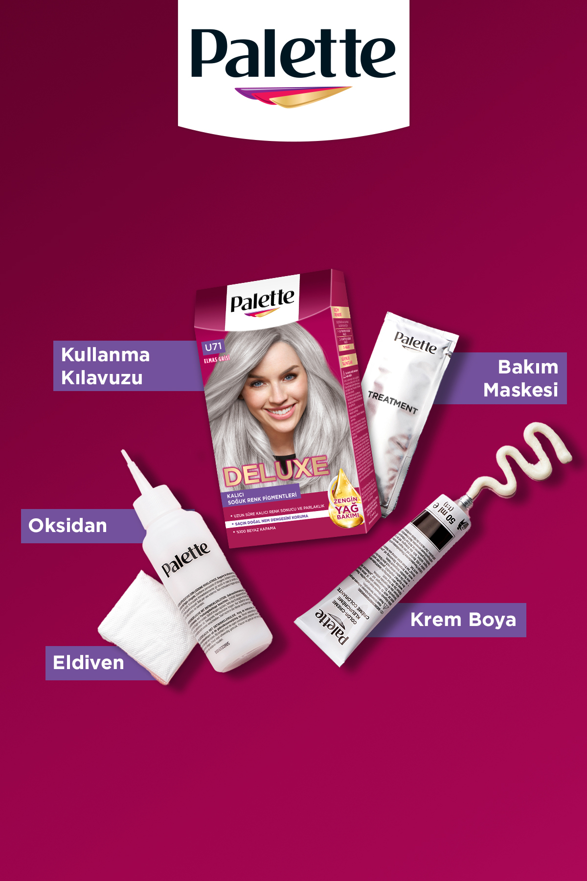 رنگ مو زنانه – مردانه خاکستری پلتPalette | PLTDLXBY اورجینال - تصویر 3