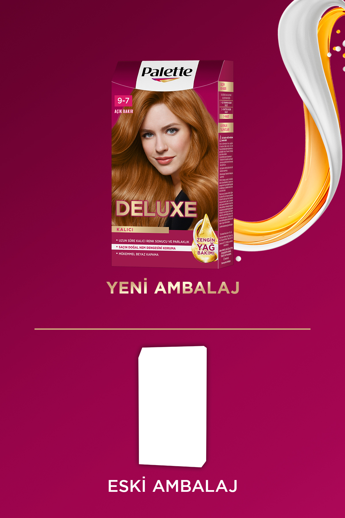 Deluxe 9-7 Açık Bakır Zengin Yağ Bakımı Kit Saç Boyası Bakım Maskesi — بژ 3838824439792 — تصویر 7 از 9