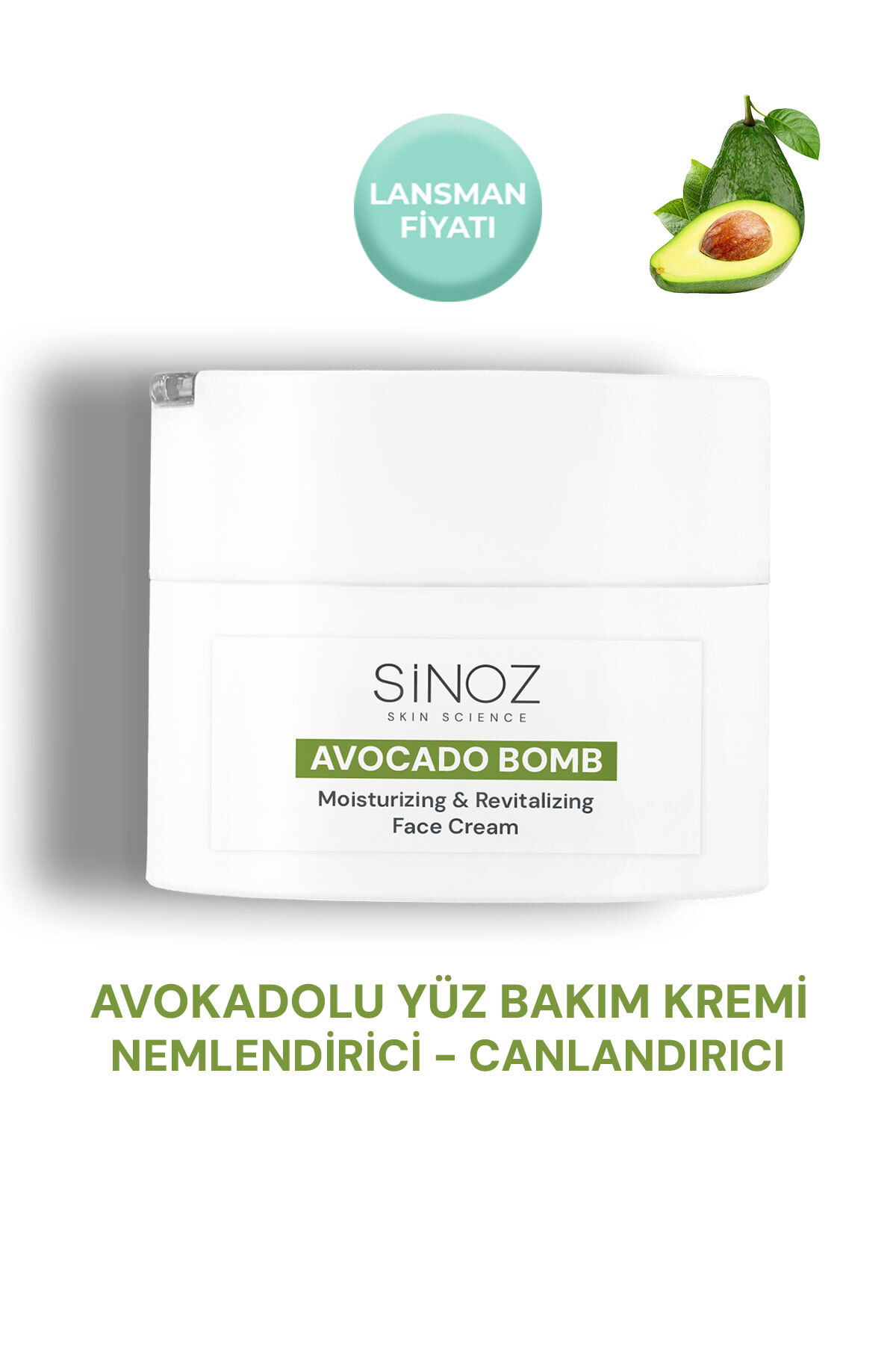 SİNOZ Avokado Bomb Yüz Bakım Kremi - Kuru Ciltler İçin Nemlendirici ve Canlandırıcı 50 ML
