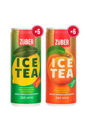 Züber Ice Tea Limon & Şeftali 250ml Soğuk Çay X 12 Adet