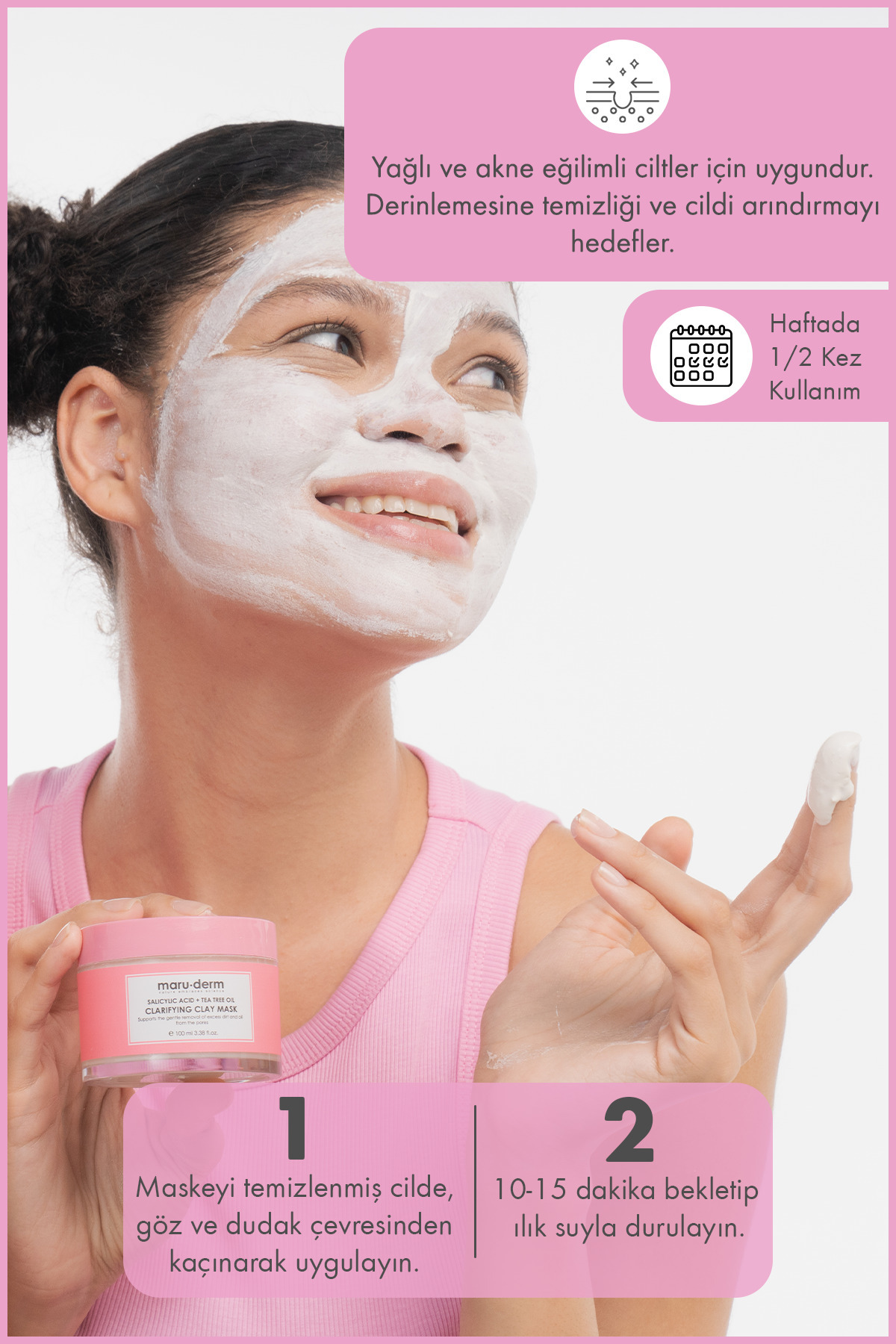 Kil Maskesi | Salisilik Asit + Çay Ağacı Yağı Kil Maskesi 100 ML | Siyah Nokta / Gözenek | Vegan — 8682397031120 — تصویر 4 از 6