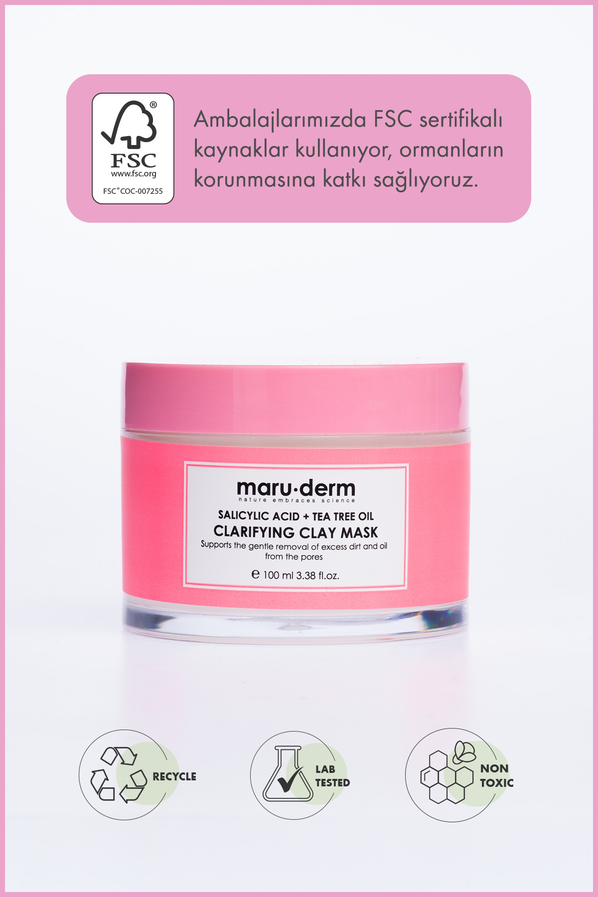 Kil Maskesi | Salisilik Asit + Çay Ağacı Yağı Kil Maskesi 100 ML | Siyah Nokta / Gözenek | Vegan — 8682397031120 — تصویر 6 از 6