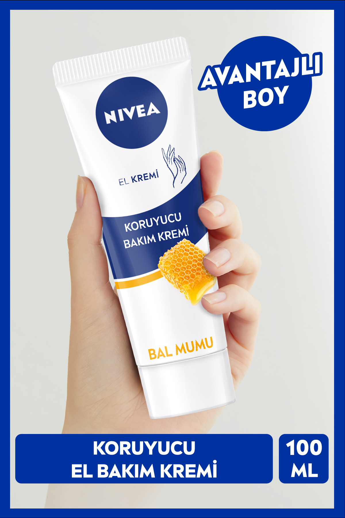 NIVEA Koruyucu El Bakım Kremi Bal Mumu 100ml, Nemlendirici, Yumuşak Cilt, Yağlı His Bırakmaz,avantajlı Boy