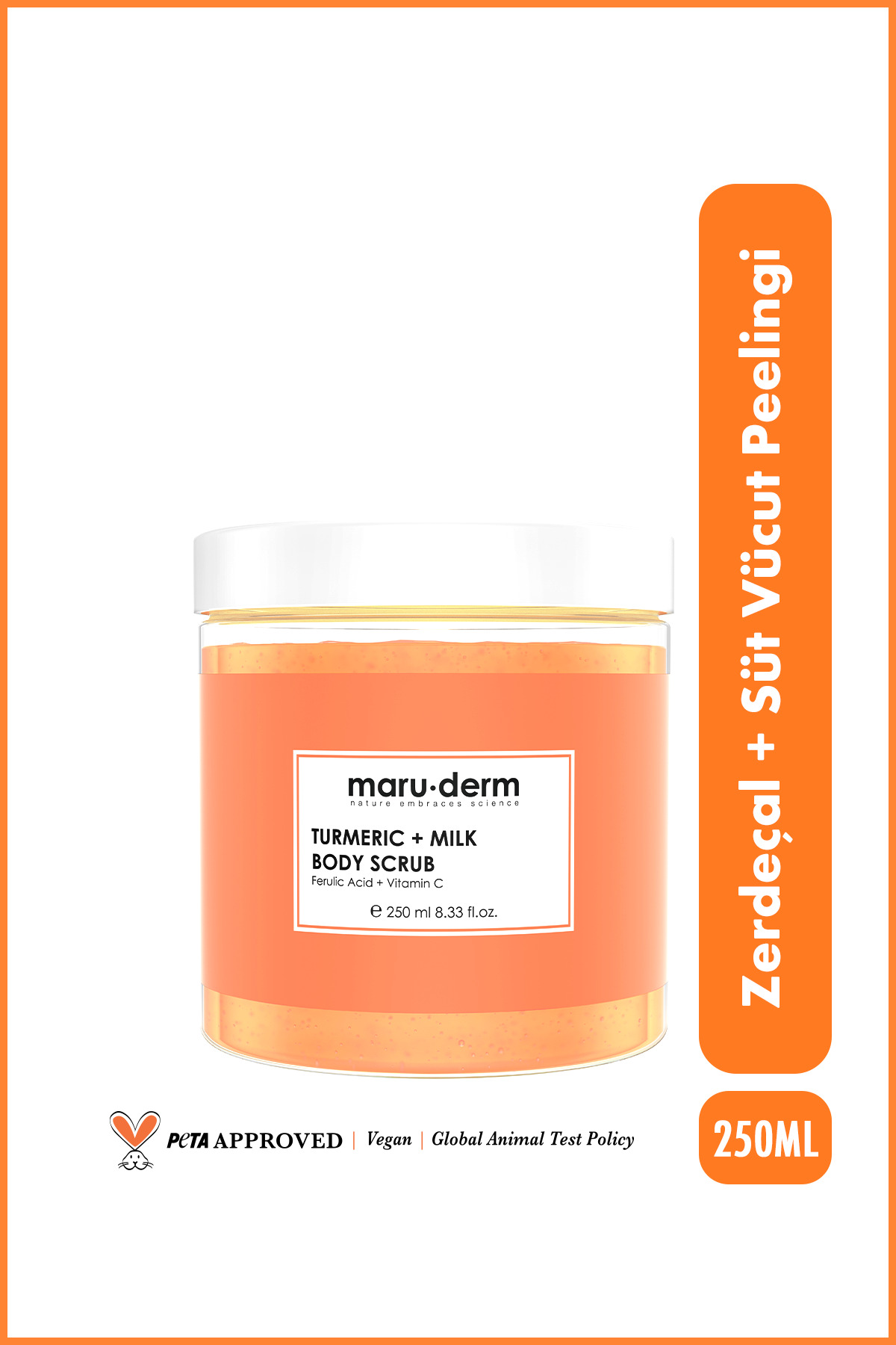 Maru.Derm Body Scrub | Zerdeçal + Süt Vücut Peelingi | C Vitamini + Ferulik Asit 250 ML — 8682397031144