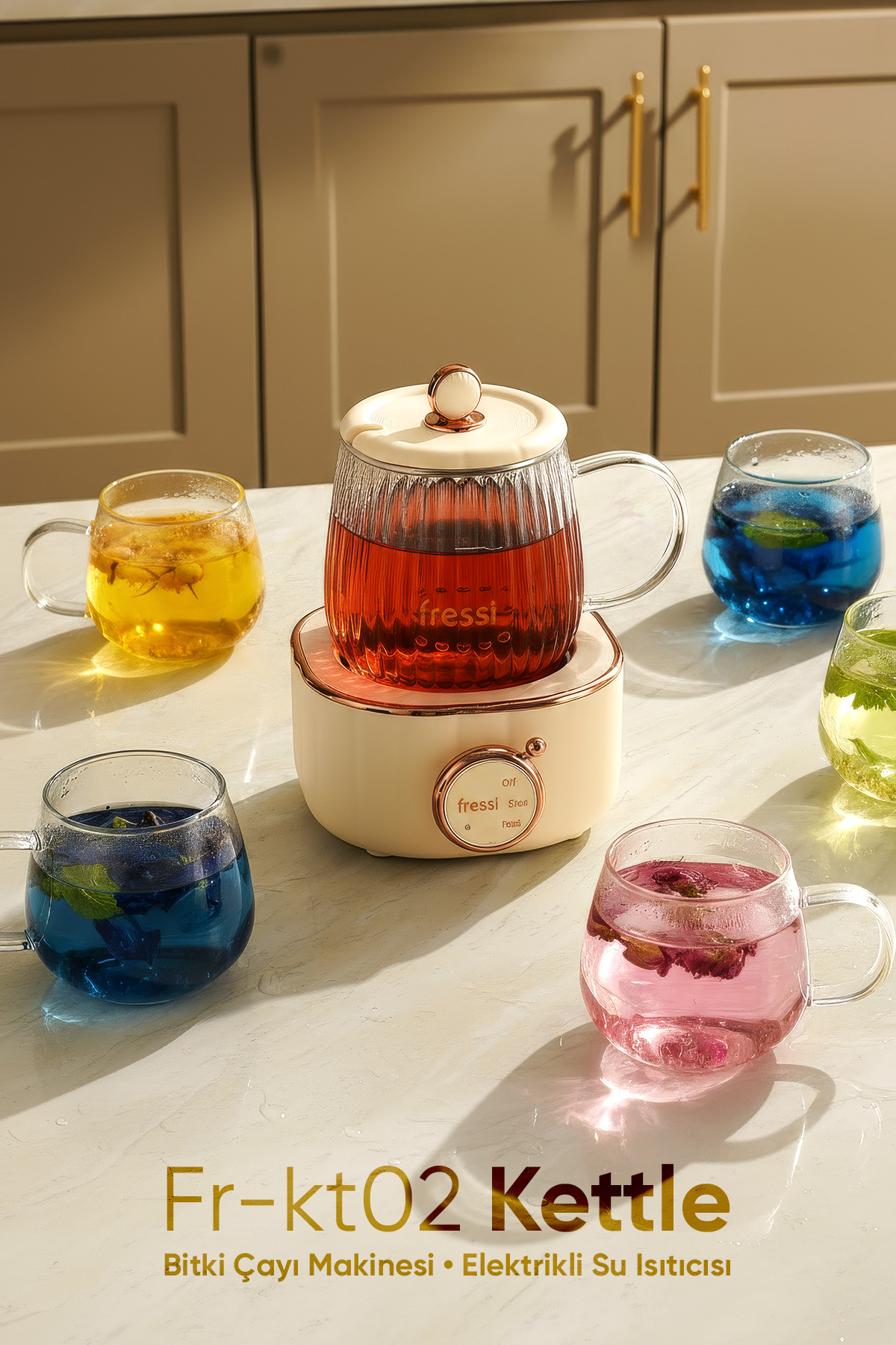 Fressi Elektrikli Çok Fonksiyonlu Cam Bardak Su Isıtıcısı Kettle Bitki Çayı Makinesi 600ml 400w Fr-kt02