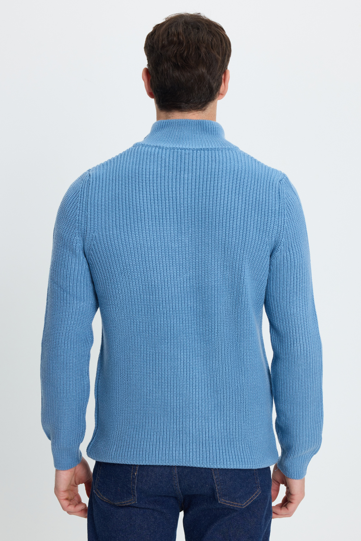 Tudors Men's Slim Fit Slim Fit Zippered Indigo Stand Collar
