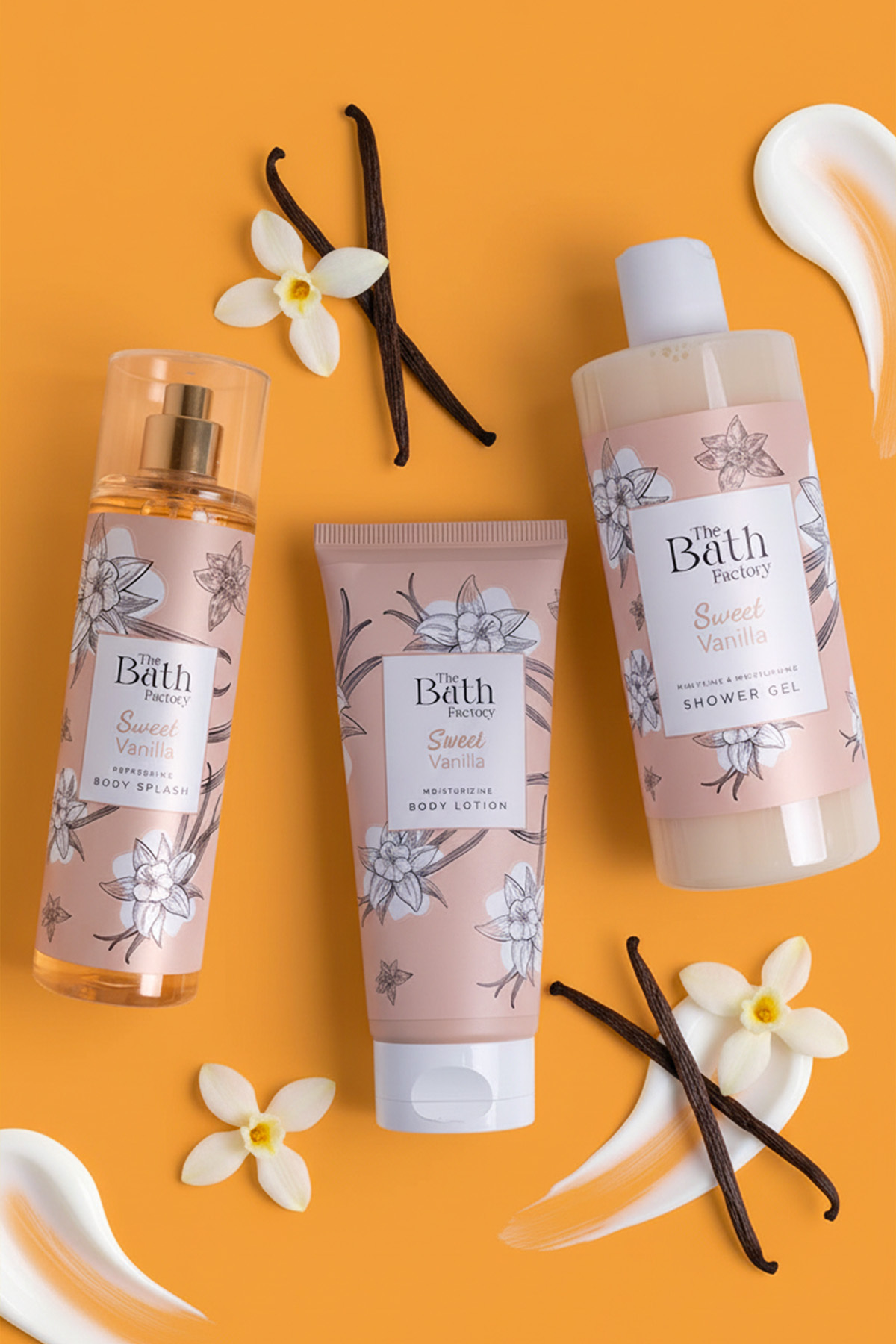 Sweet Vanilla Duş Jeli + Vücut Spreyi + Vücut Losyonu — BFC80 — تصویر 3 از 7