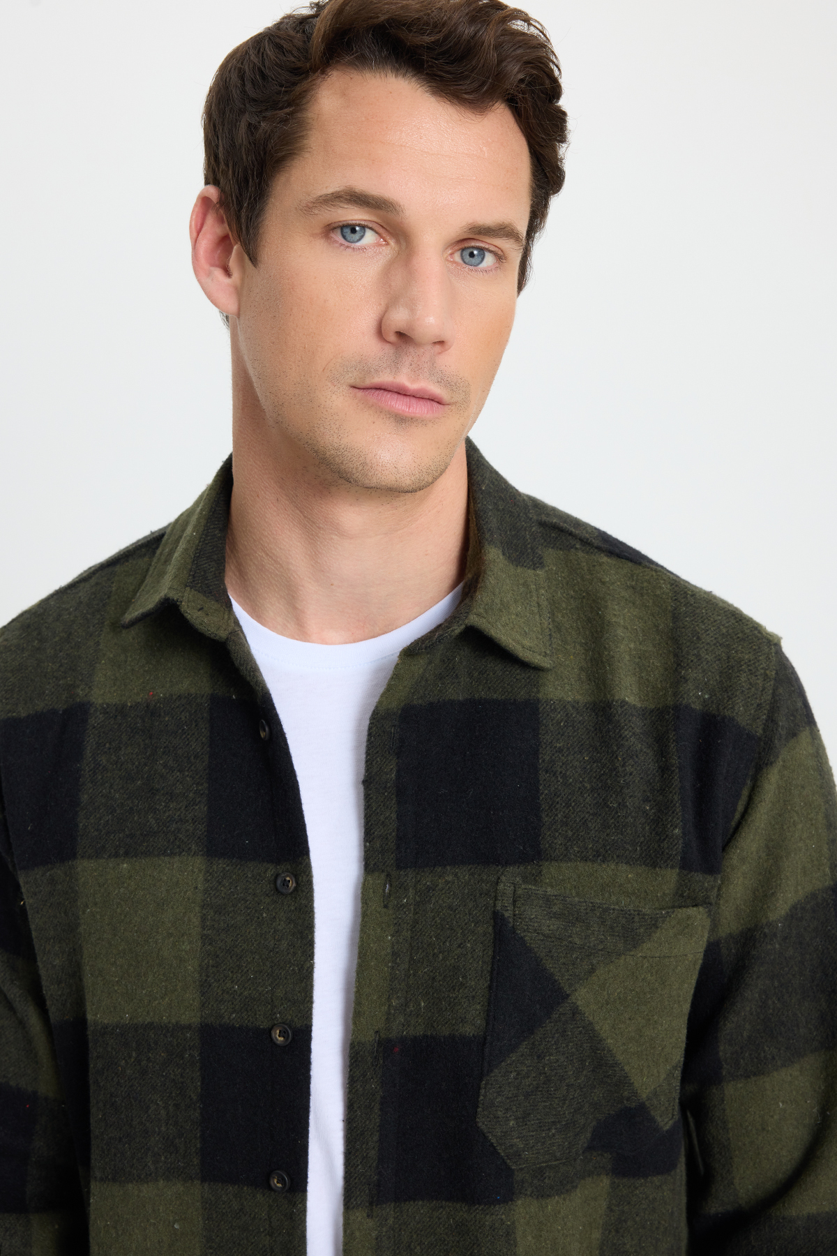 Tudors Erkek Regular Fit Klasik Fit Kareli Cepli Oduncu Gömlek