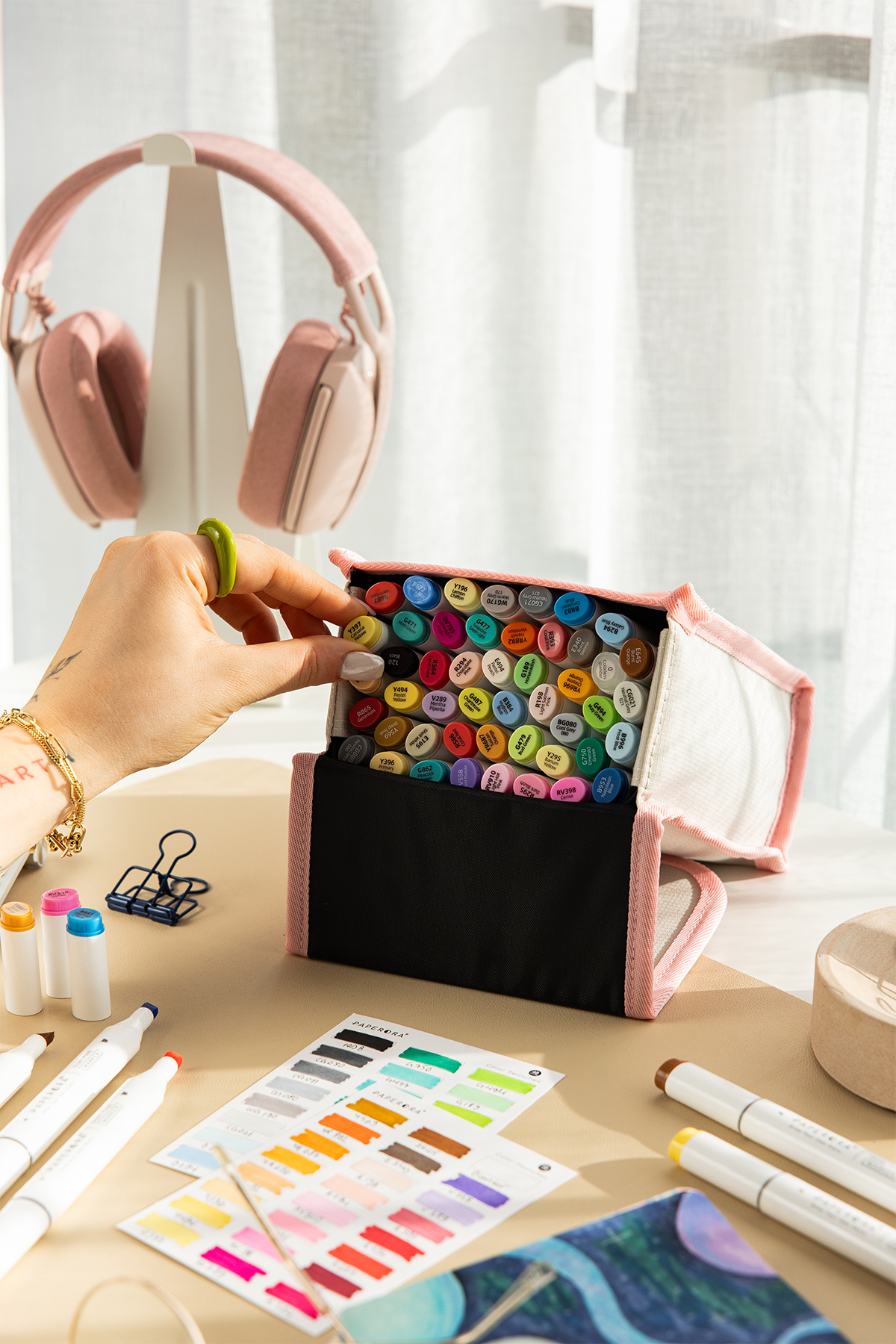 PAPERORA 48'li Çift Uçlu Alkol Bazlı Marker Kalem Seti – Fine + Chisel