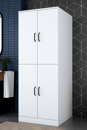 Rani Mobilya Rani KD109 Çamaşır Makinesi Dolabı 4 Kapaklı 2 Raflı Banyo Dolab...