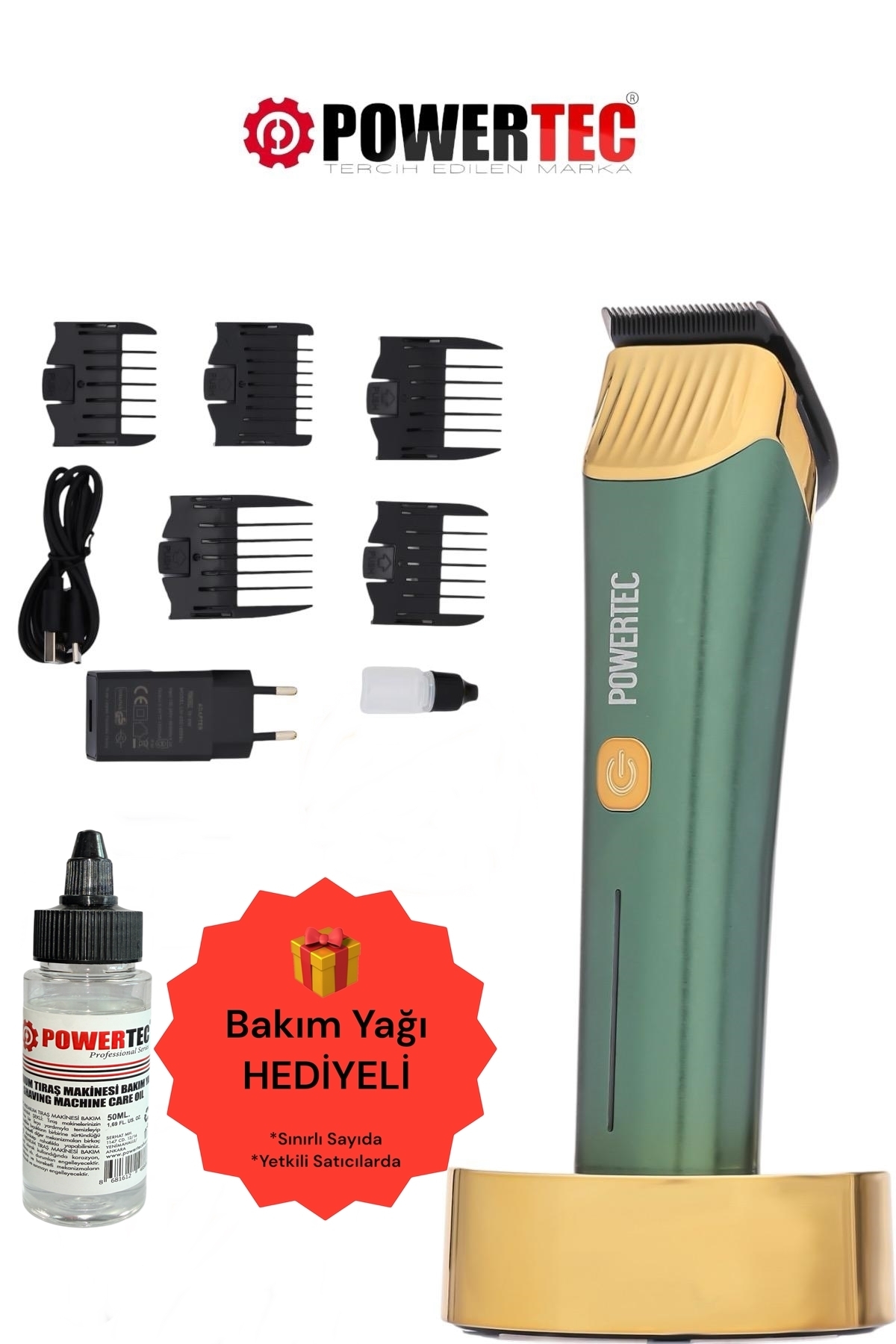 POWERTEC TR-9700 Profesyonel Usb Şarjlı Saç Sakal Tıraş Makinesi