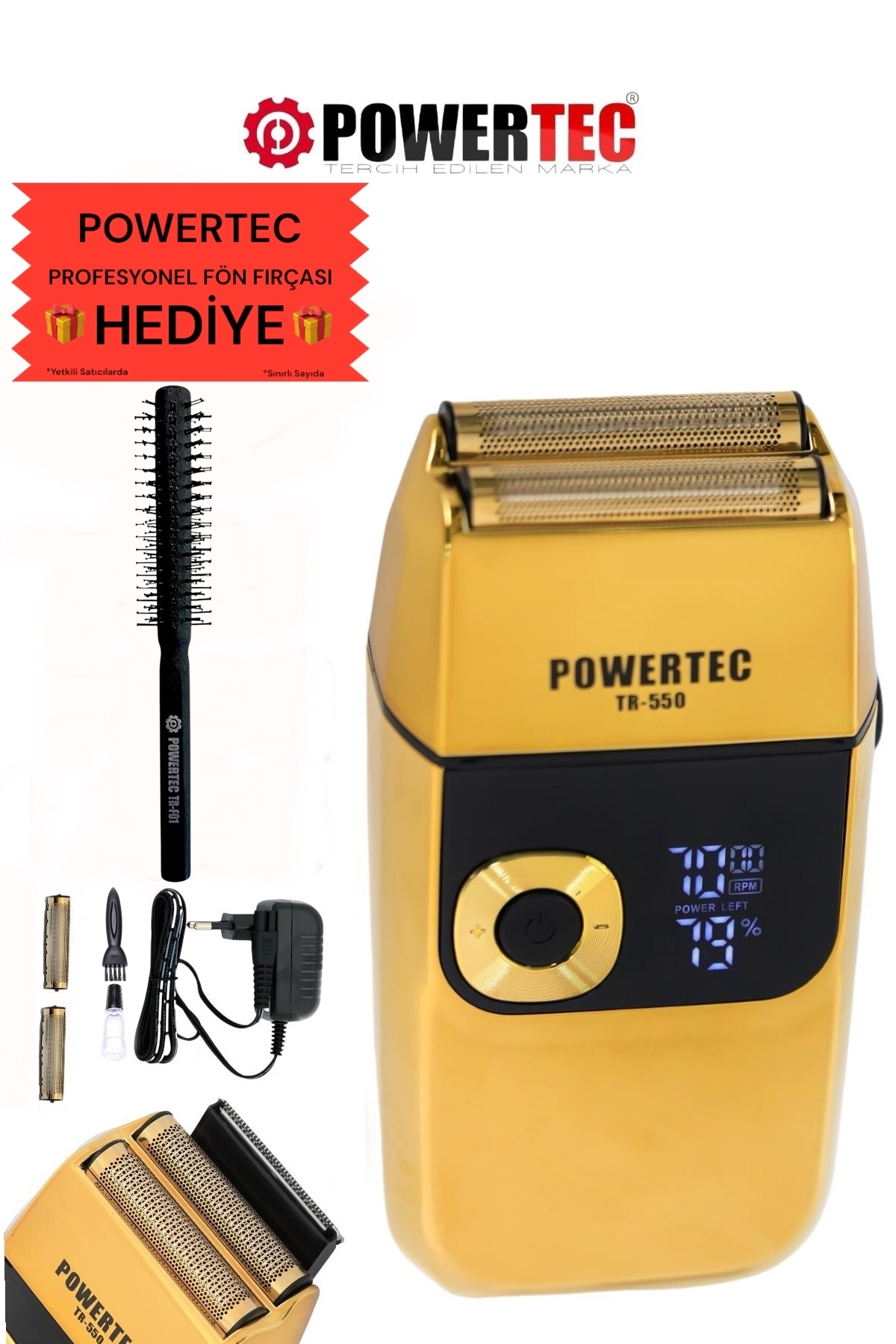 POWERTEC Tr-550 Şarjlı Günlük Sakal Sinekkaydı Tıraş Hassas Düzeltici Döner Başlık