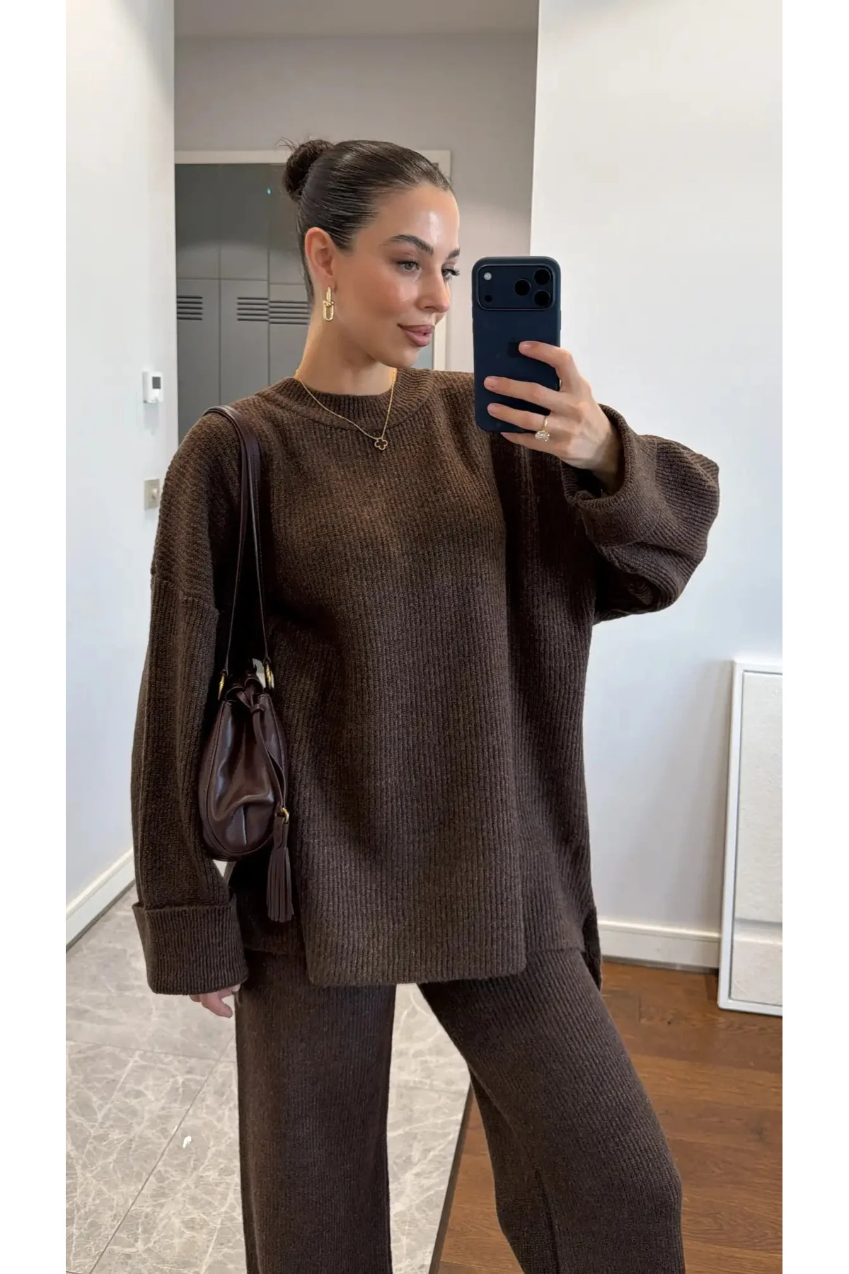 My Blog Brown Thessaloniki Knitted Sweater Set - 4587