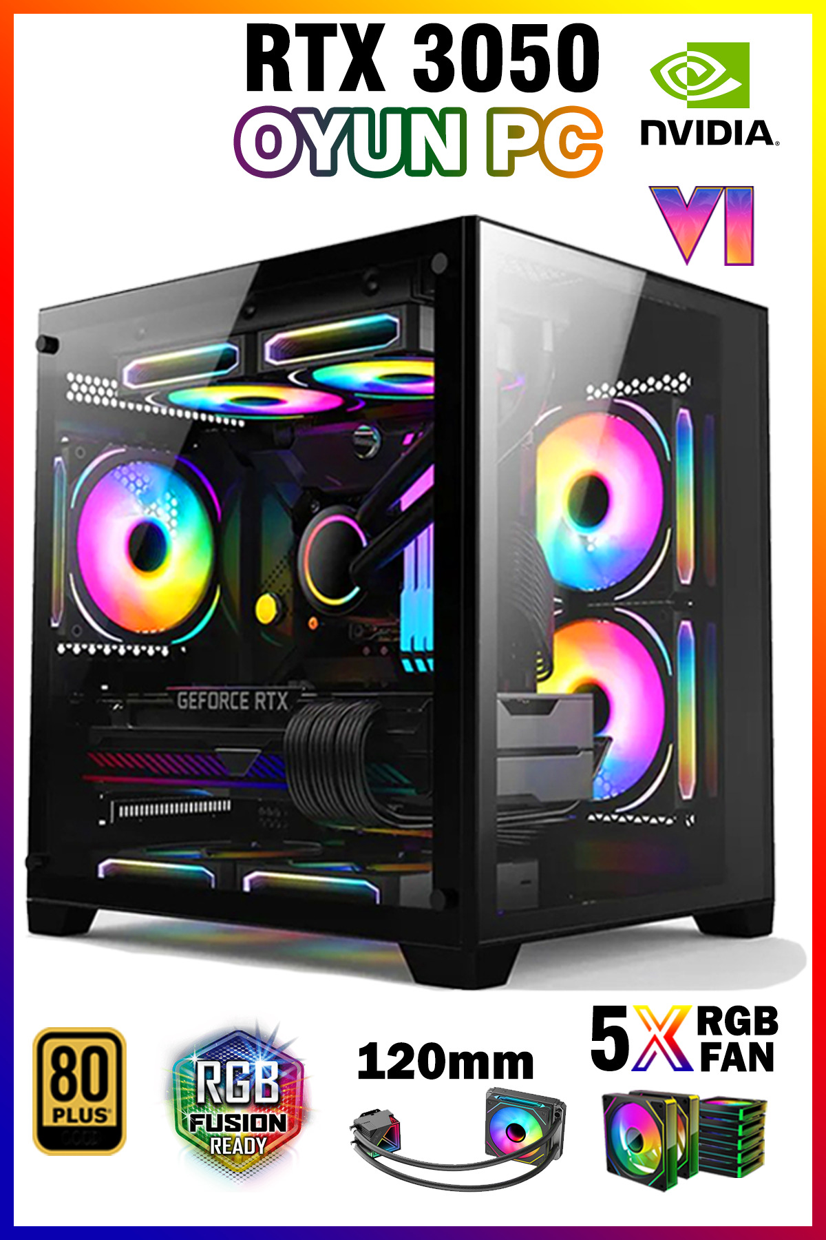 Zeiron Colder X44 Ryzen 5 5500 16GB 512GB SSD RTX3050 Sıvı Soğutmalı Oyuncu Masaüstü Bilgisayar