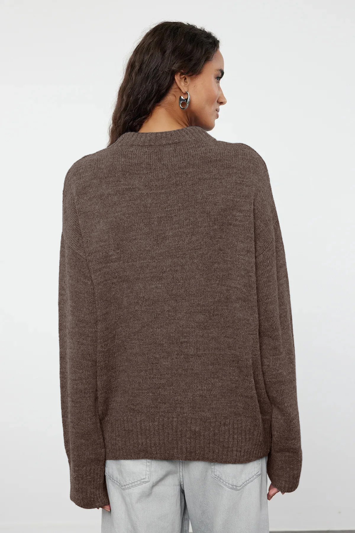 Trendyolmilla  Vizon Geniş Kalıp Yumuşak DokuluTriko Kazak TWOAW25KZ00168 - Görsel 6