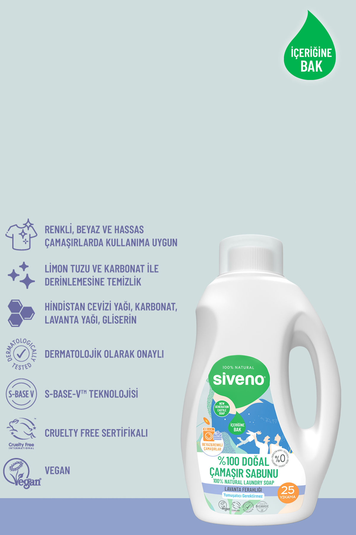 Siveno %100 Doğal Çamaşır Sabunu %100 Bitkisel Deterjan Yumuşatıcı Gerektirmez Konsantre Vegan 750 ml fotoğrafı 3 (önizleme)