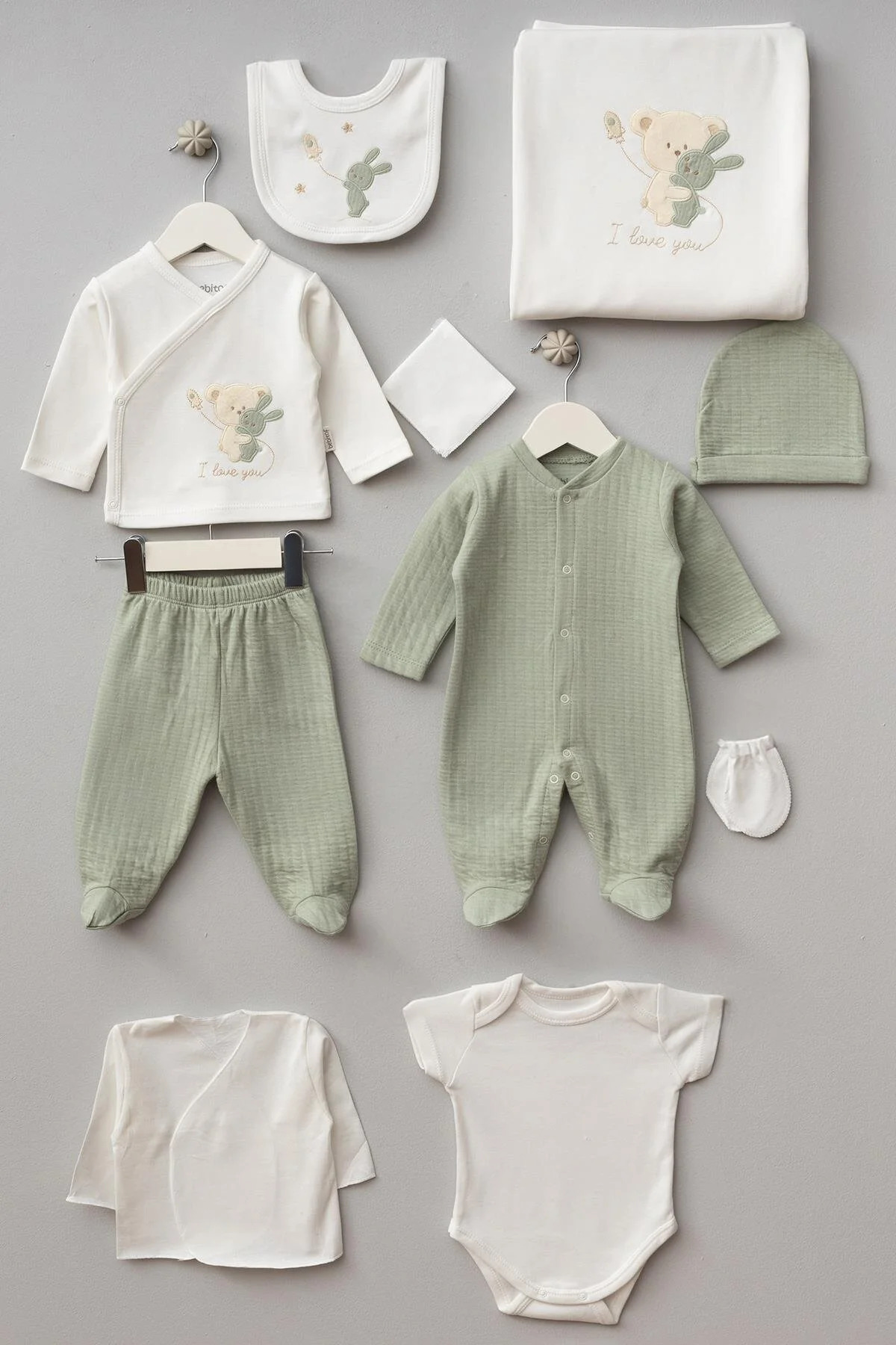 Bebitof 10 Piece Boxed Newborn Hospital Discharge Bodysuit Set with Hugging T...