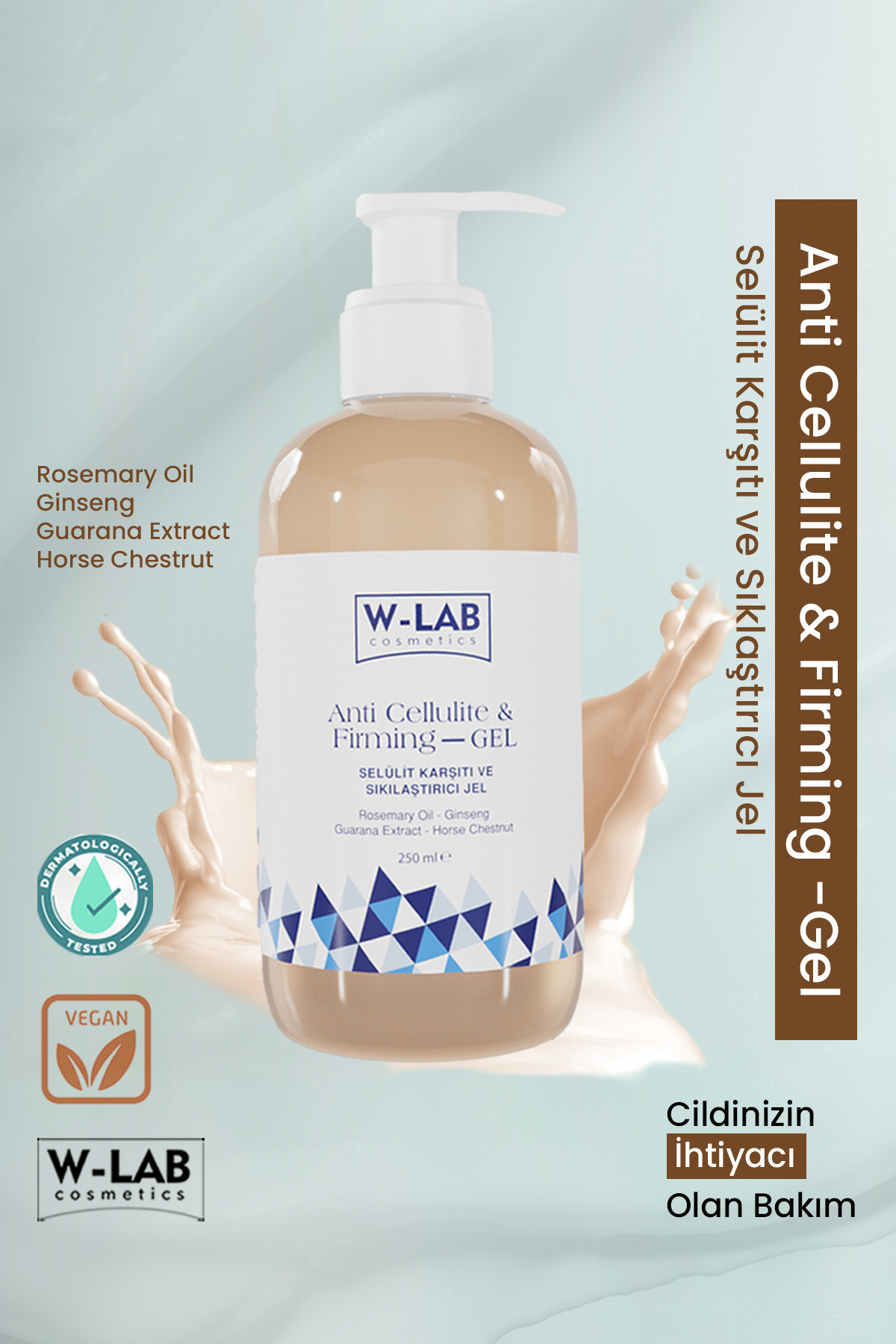 W-Lab Kozmetik Selülit Karşıtı, Sıkılaştırıcı ve Çatlak Giderici Jel 250 ml