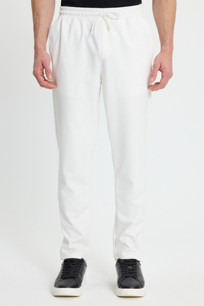 Tudors Erkek Regular Fit Klasik Kesim Beli Lastikli Bağcıklı Koyu Beyaz Jogge...