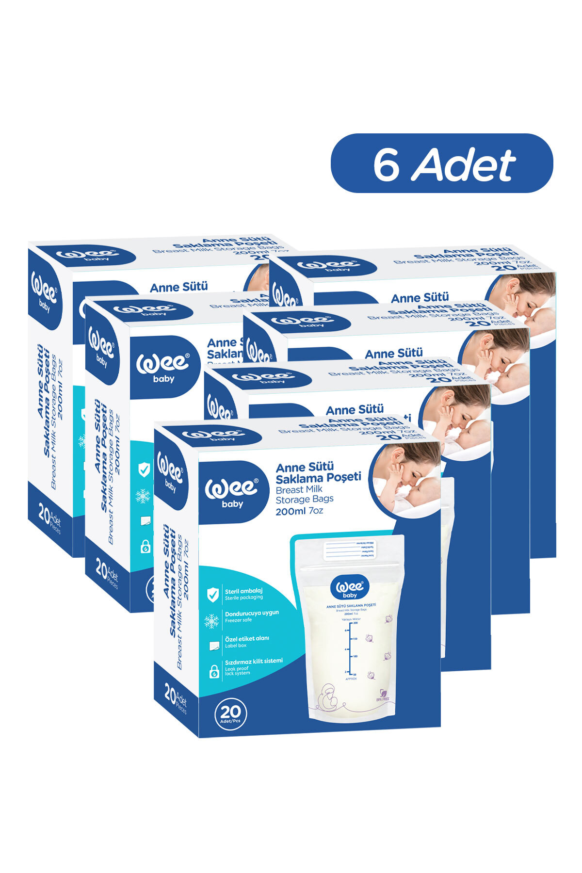 Wee Baby Süt Saklama Poşeti Seti (20x6 120 Adet)