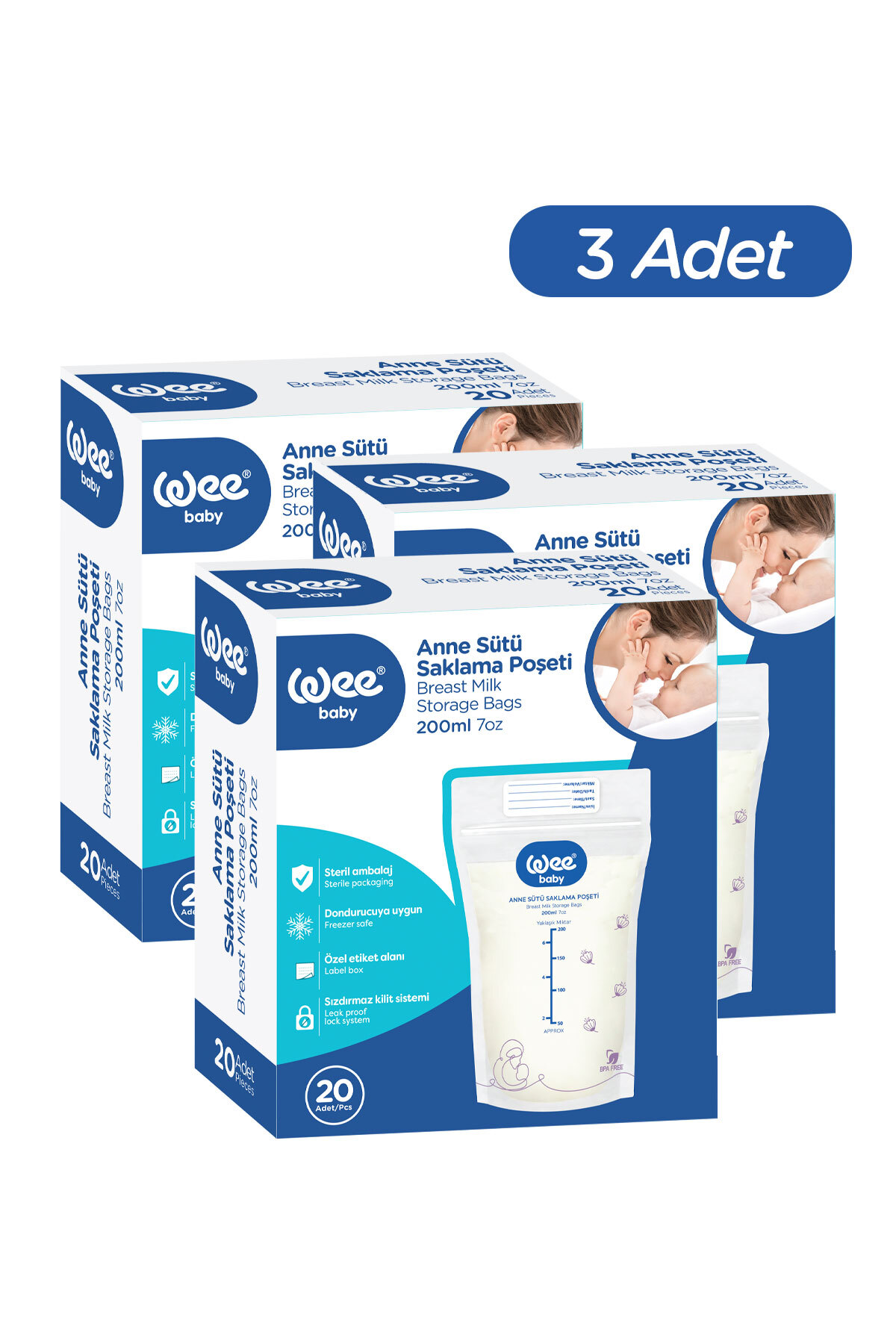 Wee Baby Süt Saklama Poşeti Seti (20x3 60 Adet)