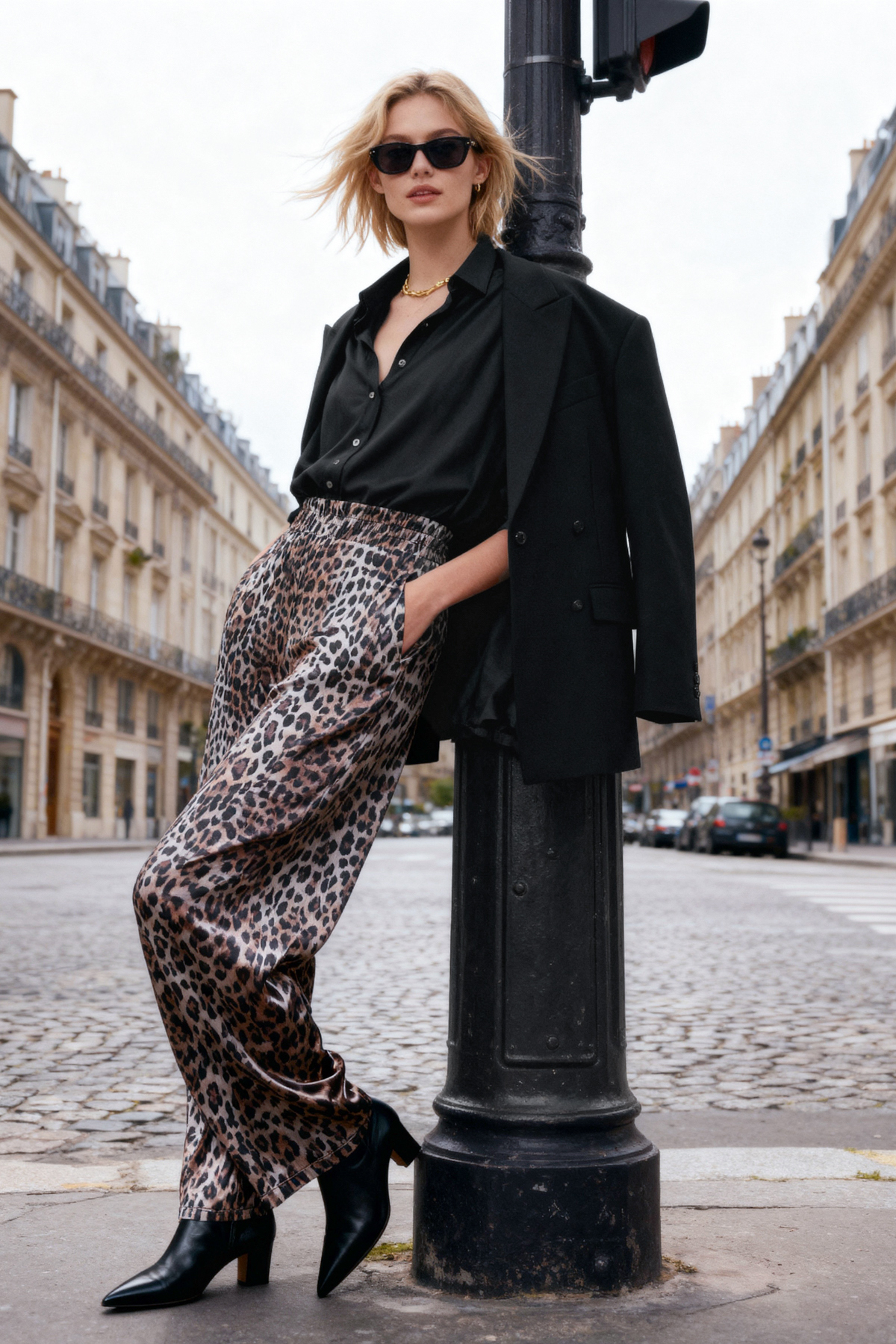 Trendyolmilla  Leopar Baskılı Wide Leg/Rahat Kesim Yüksek Bel Esnek Pantolon TWOSS23PL00129