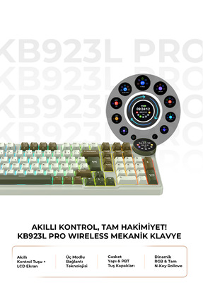 Havit Gamenote KB923L Pro Wireless Tri-Mode Kablosuz Mekanik RGB Oyuncu Klavy...