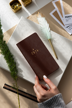 PAPERORA 2026 Haftalık Keten Cep Ajandası 12 Aylık - Kahverengi