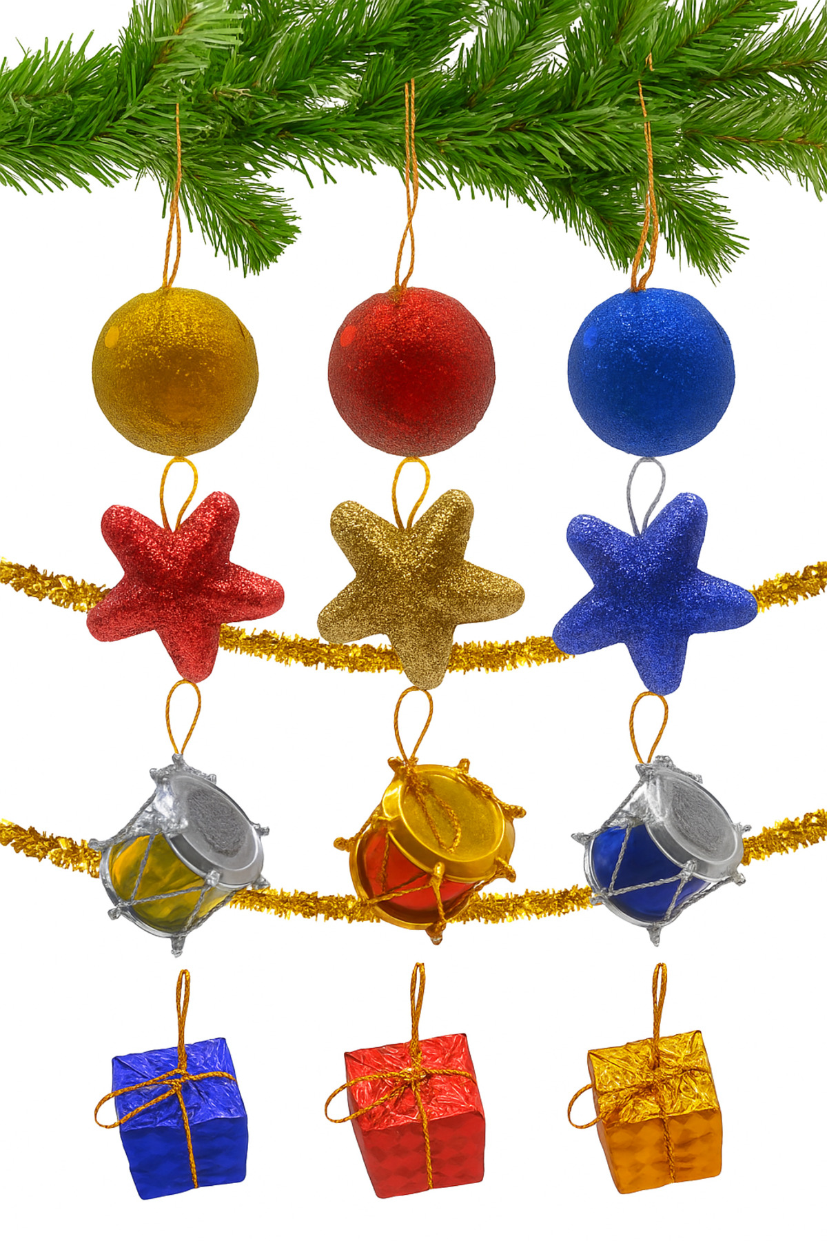 Waldern 12 li Karışık Süs Cici Top 3 cm 6 Parlak 6 Simli