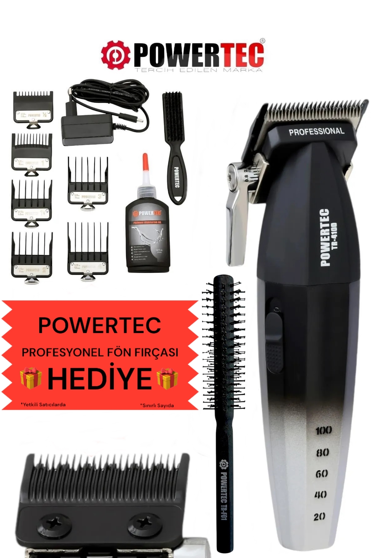 POWERTEC TR-4100 Profesyonel Saç Sakal Tıraş Makinesi